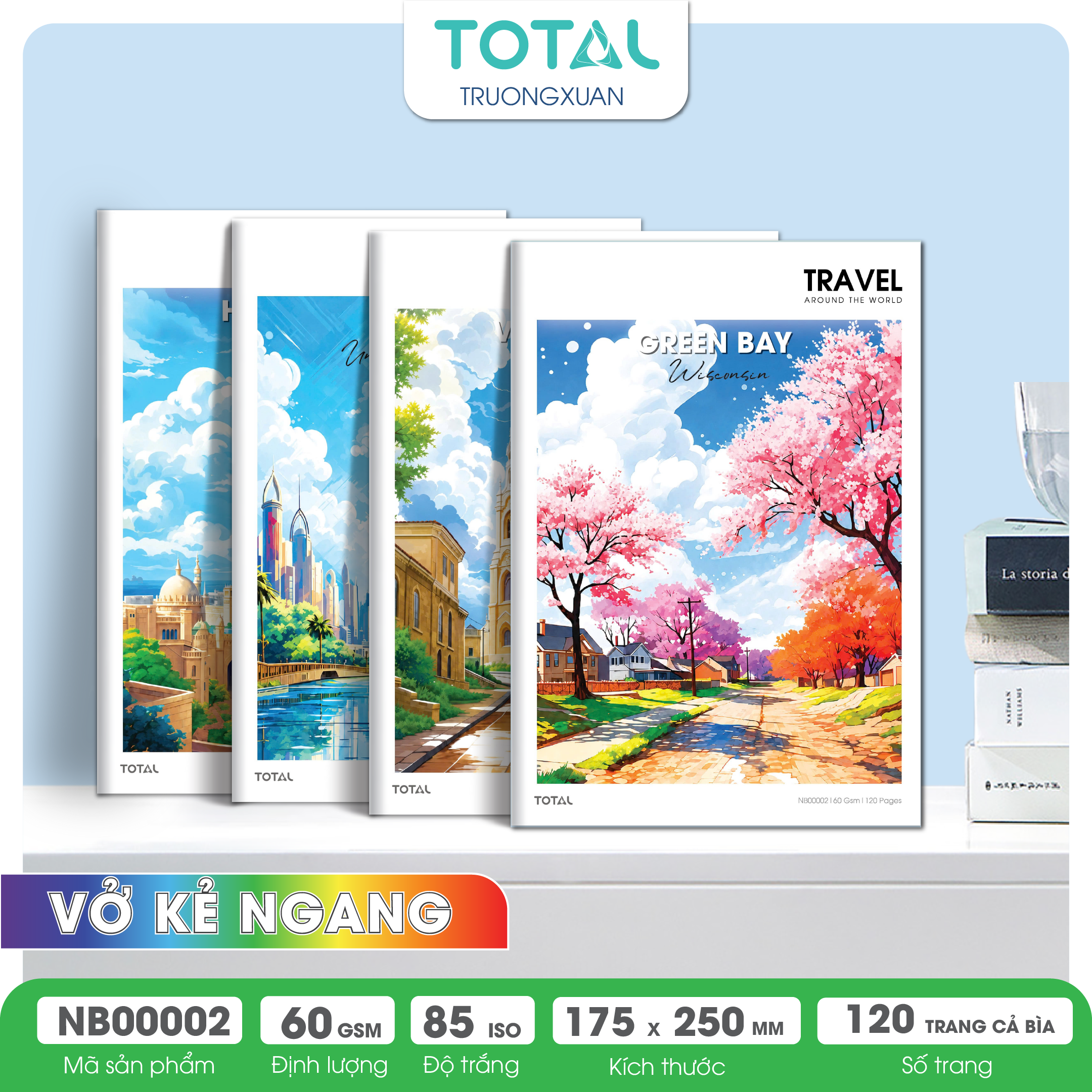 Vở kẻ ngang Total Europe.02 120 trang