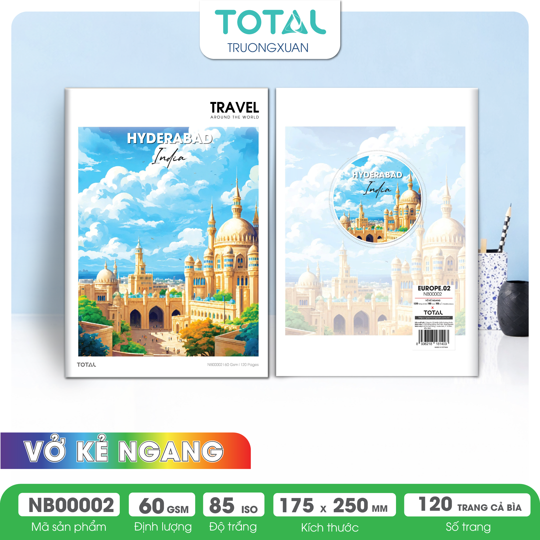 Vở kẻ ngang Total Europe.02 120 trang
