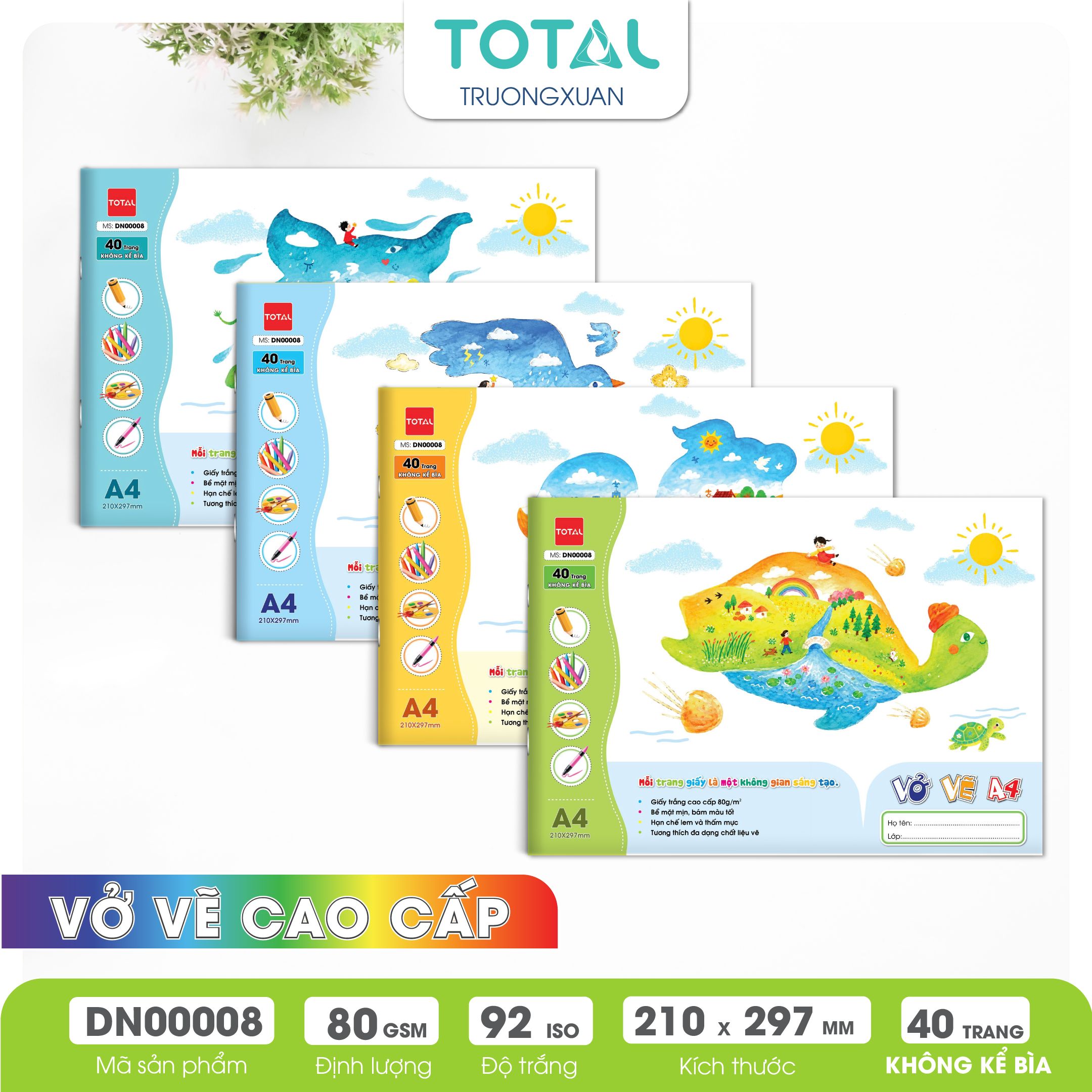 Vở vẽ mỹ thuật ghim A4- 40 trang không kể bìa/ quyển