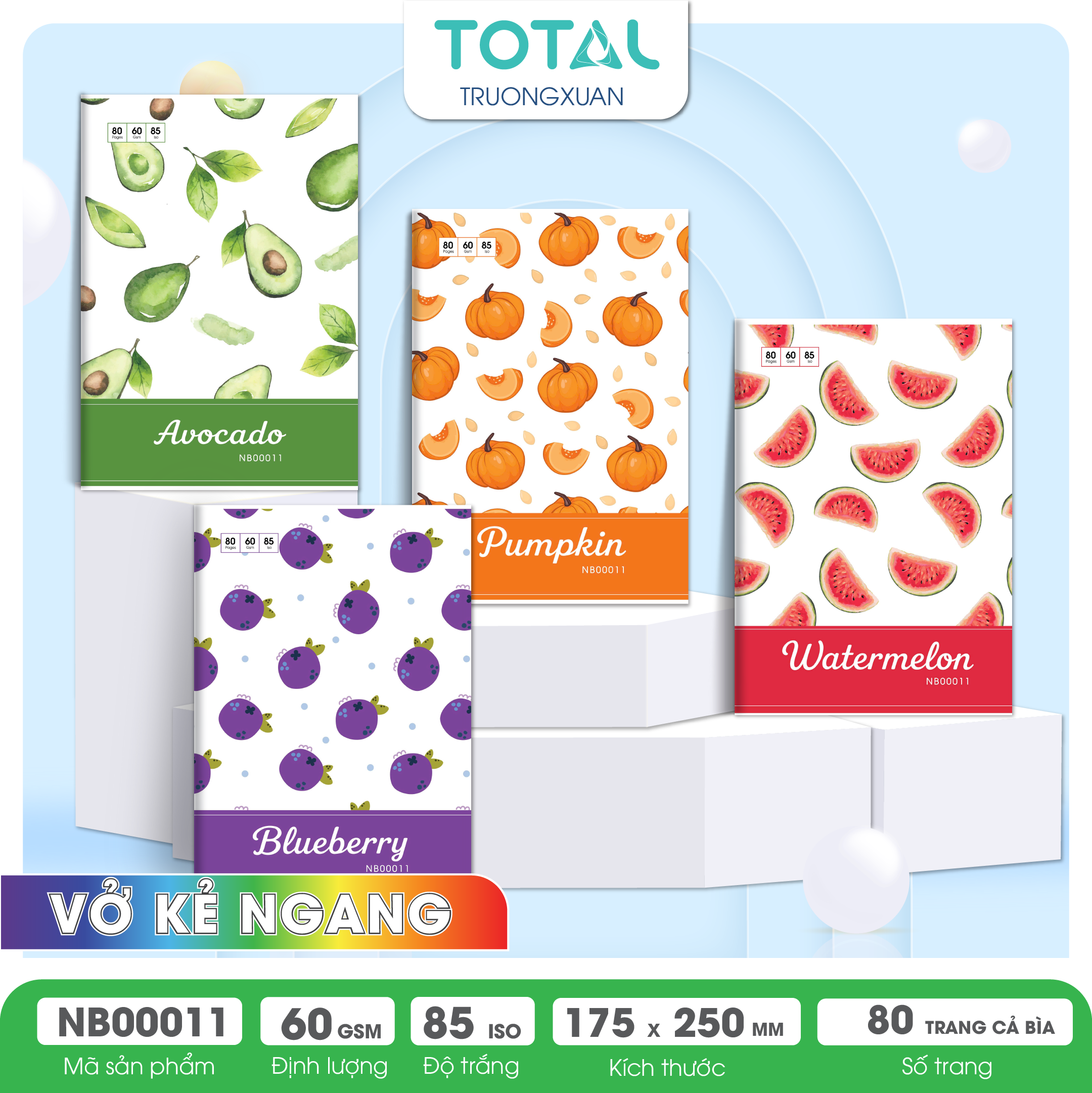 Vở kẻ ngang Total The Fruit Series 80 trang