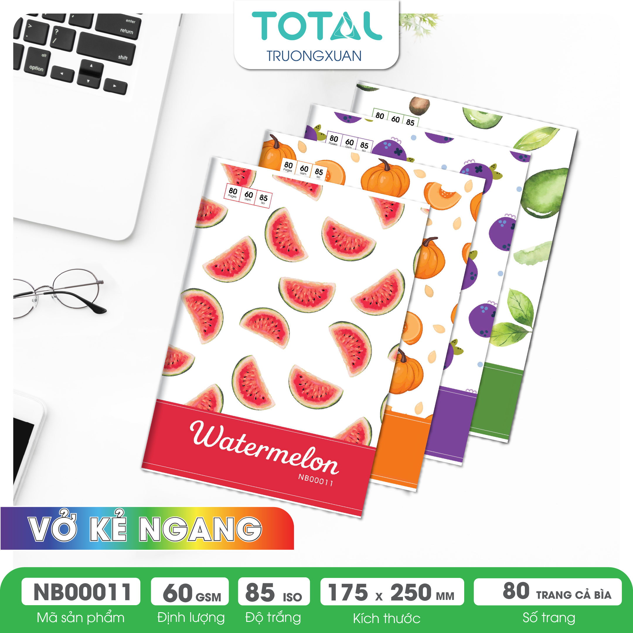 Vở kẻ ngang Total The Fruit Series 80 trang