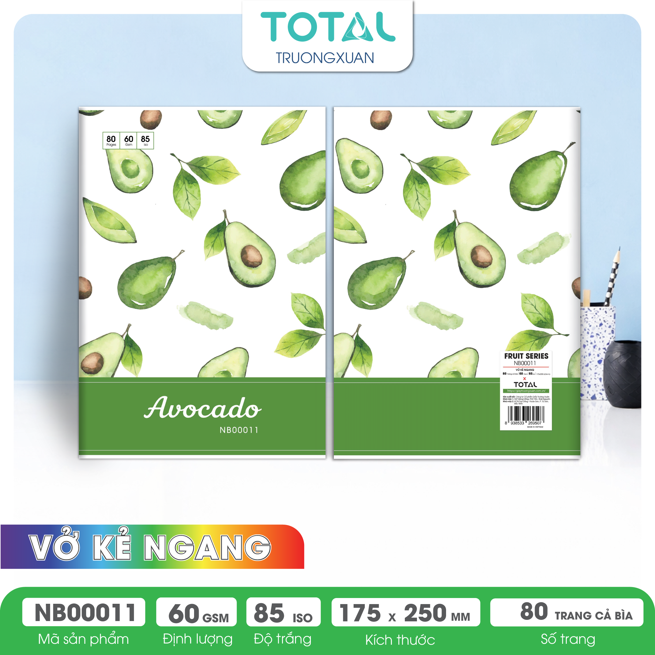 Vở kẻ ngang Total The Fruit Series 80 trang