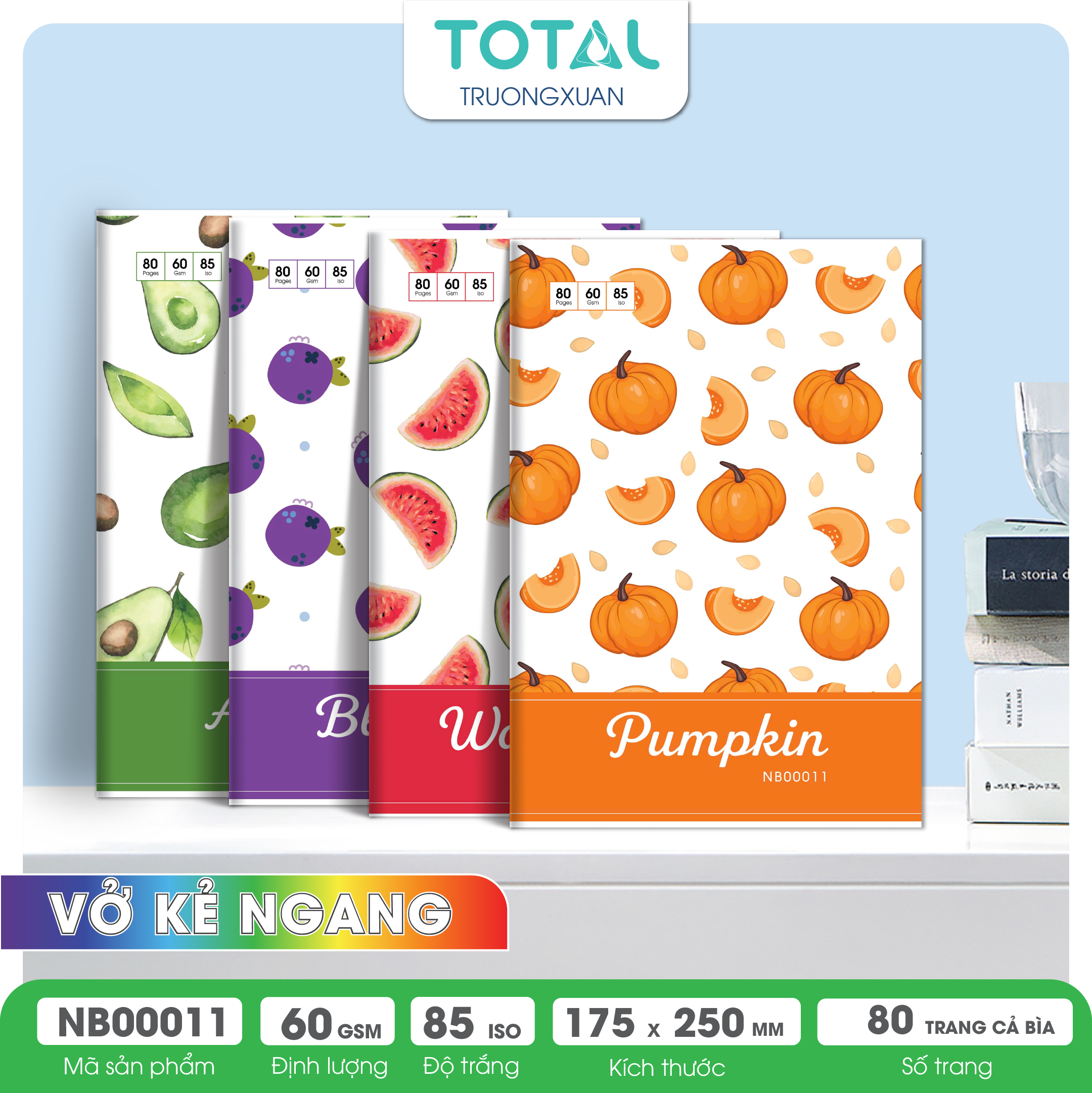 Vở kẻ ngang Total The Fruit Series 80 trang