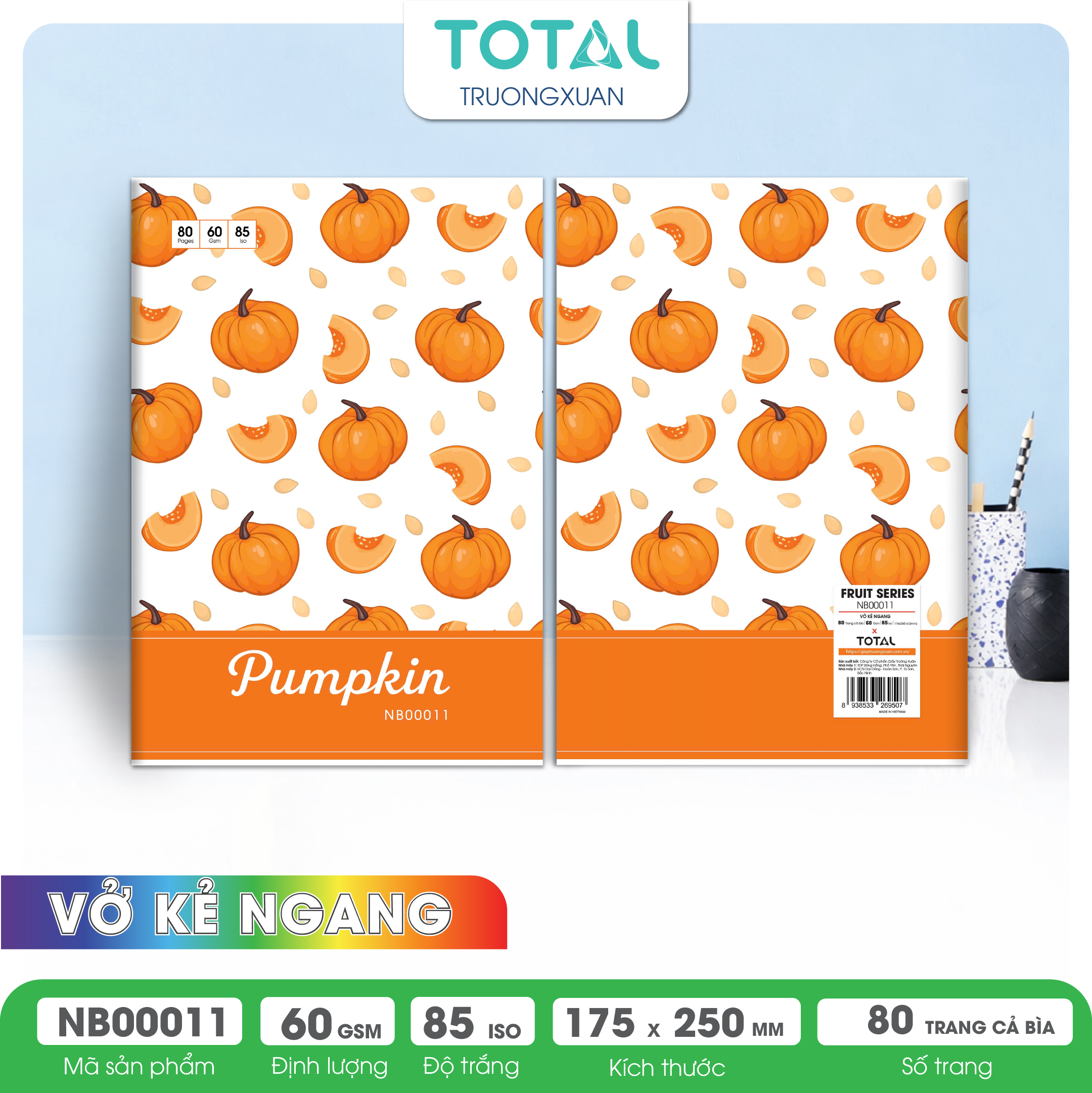 Vở kẻ ngang Total The Fruit Series 80 trang