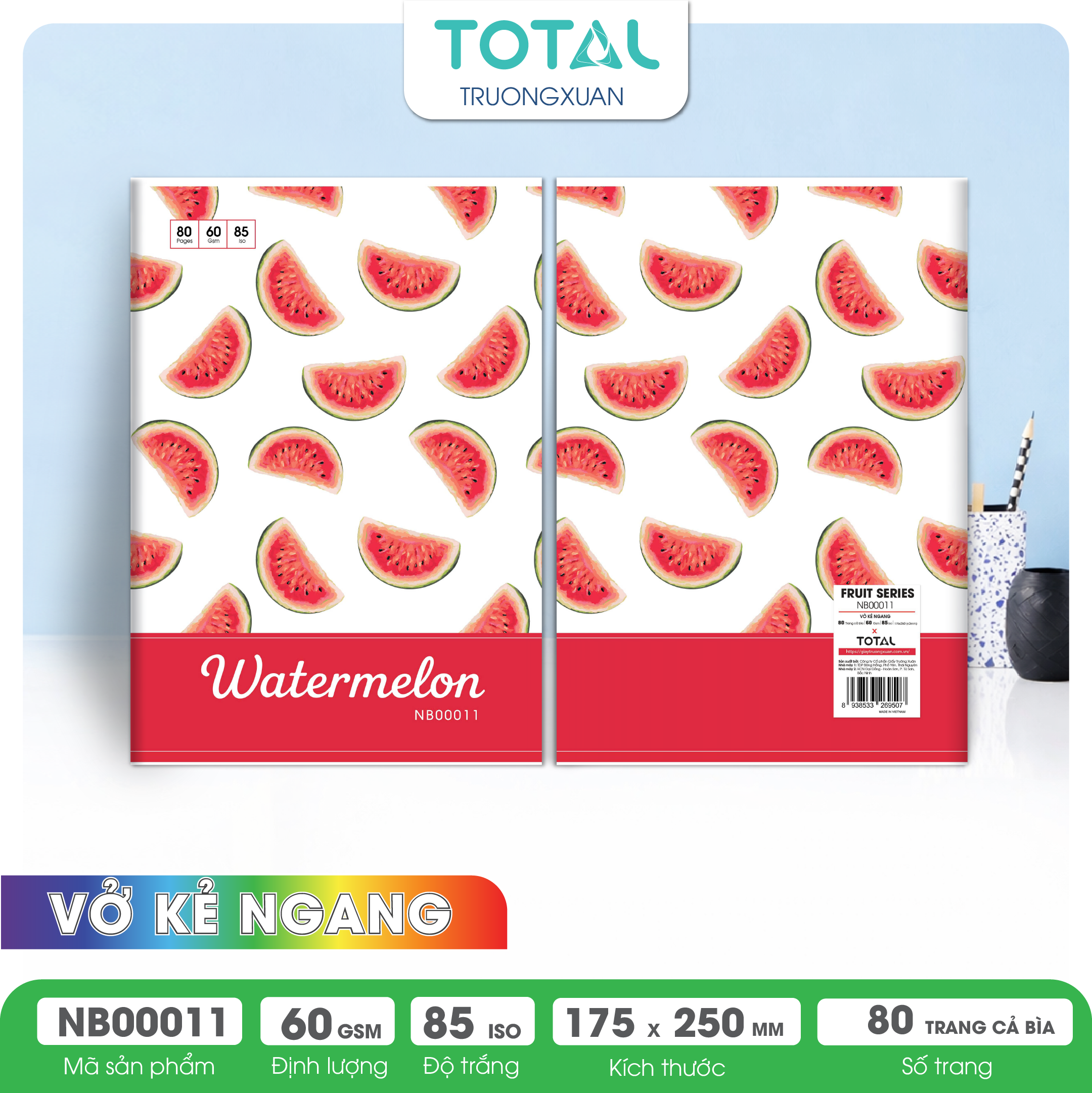 Vở kẻ ngang Total The Fruit Series 80 trang