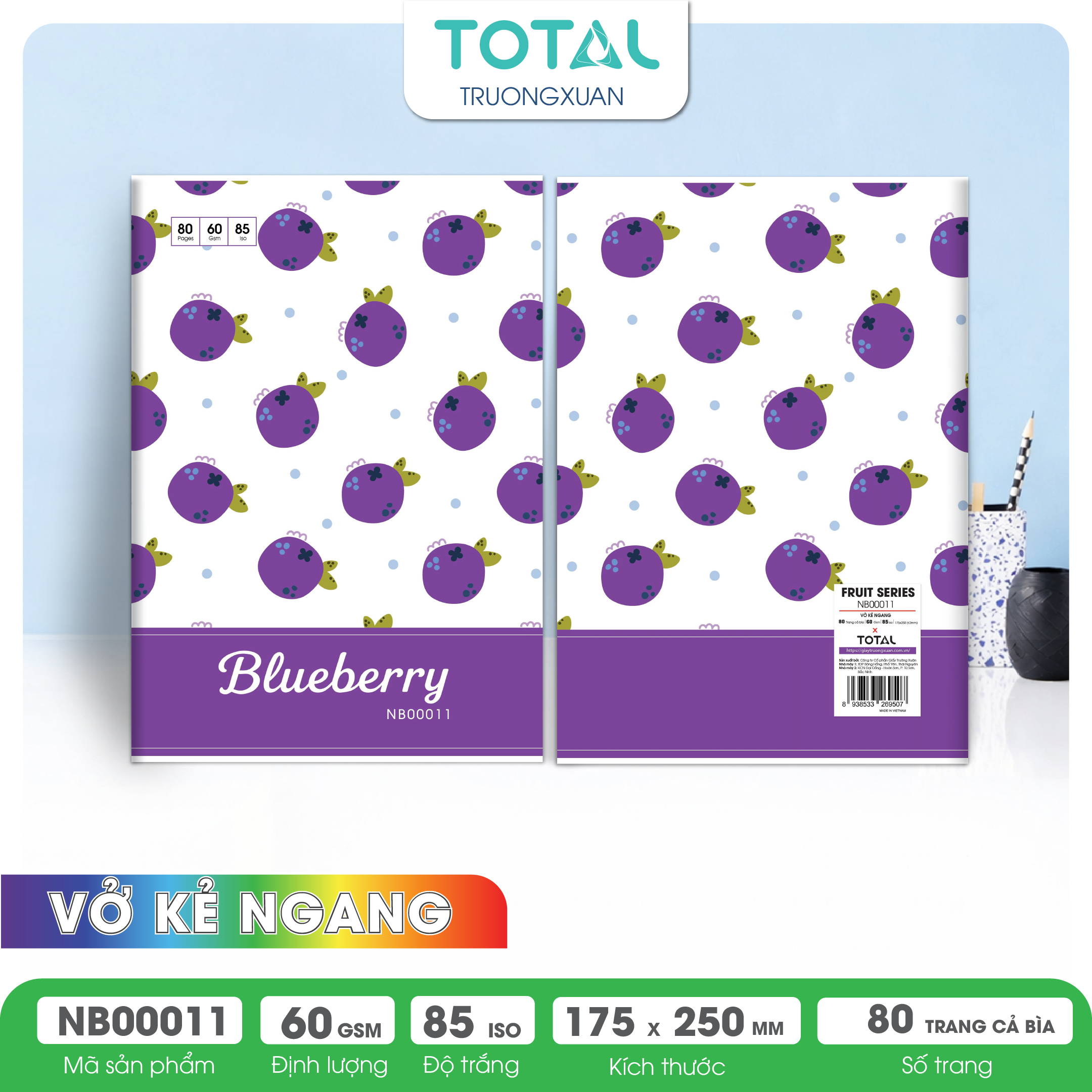 Vở kẻ ngang Total The Fruit Series 80 trang