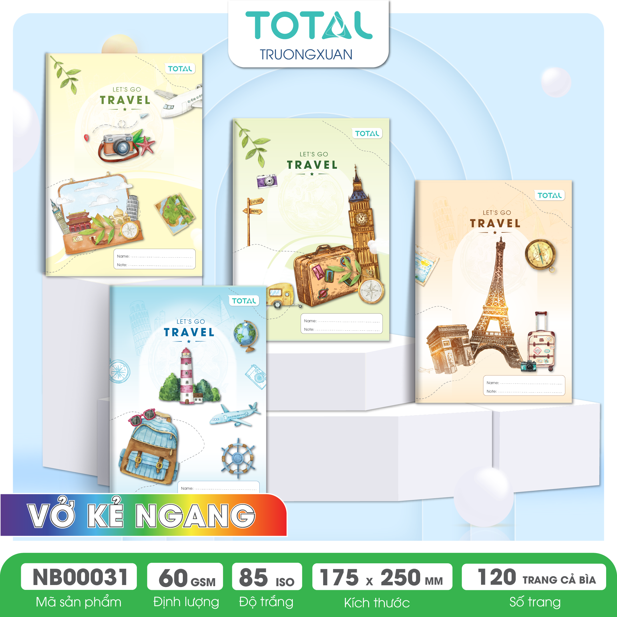 Vở kẻ ngang Total Travel 120 trang