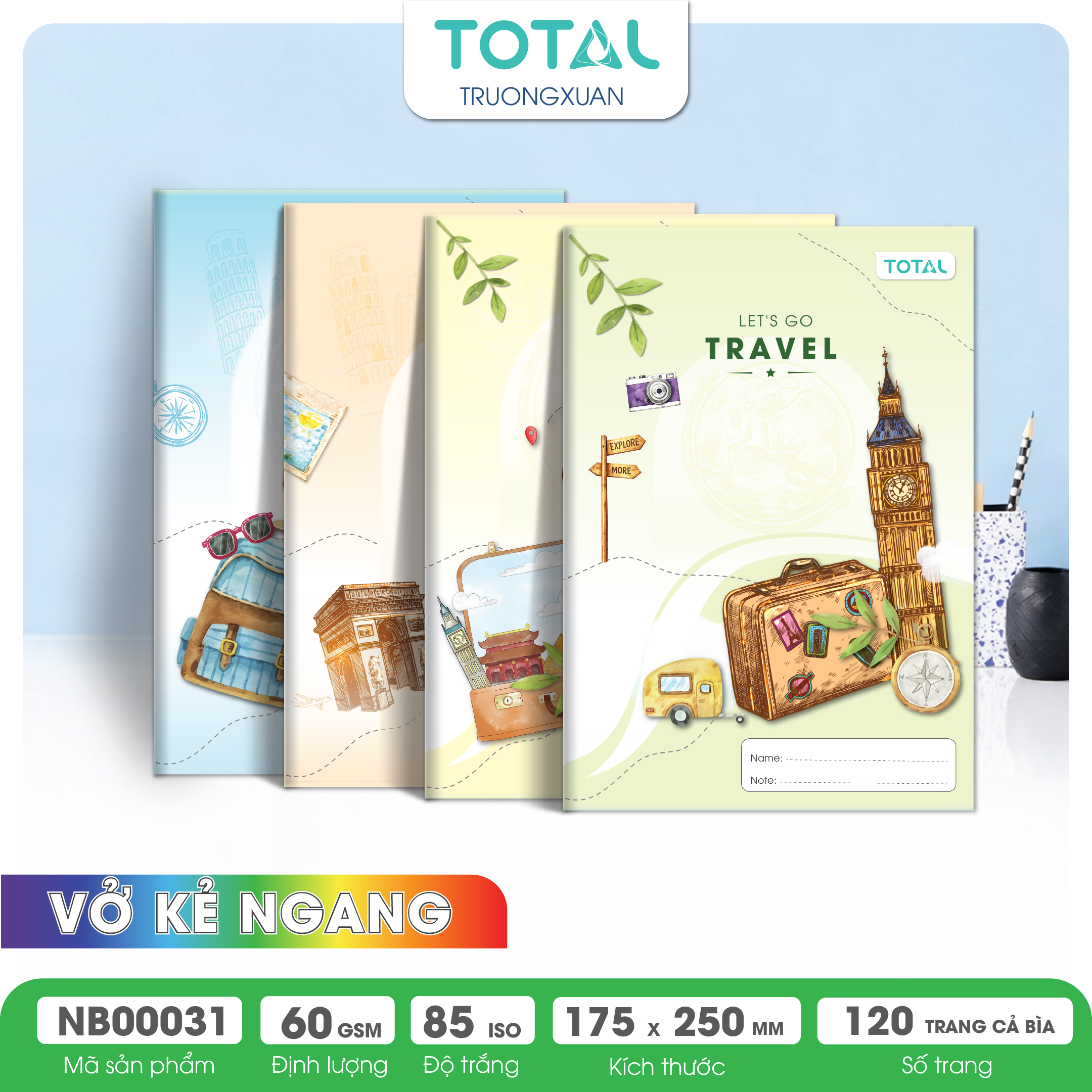 Vở kẻ ngang Total Travel 120 trang