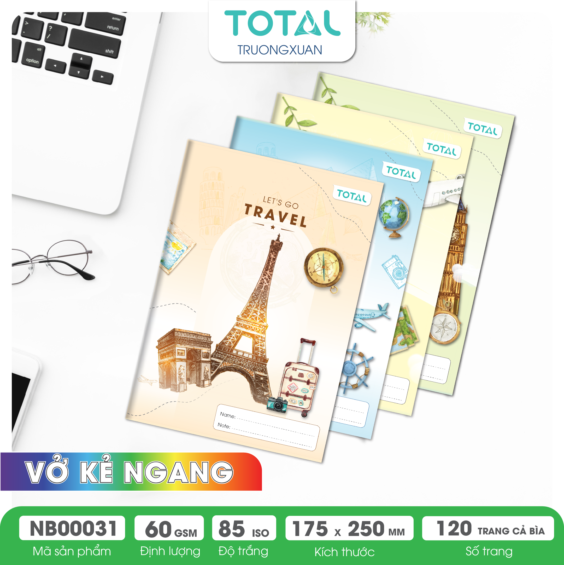Vở kẻ ngang Total Travel 120 trang