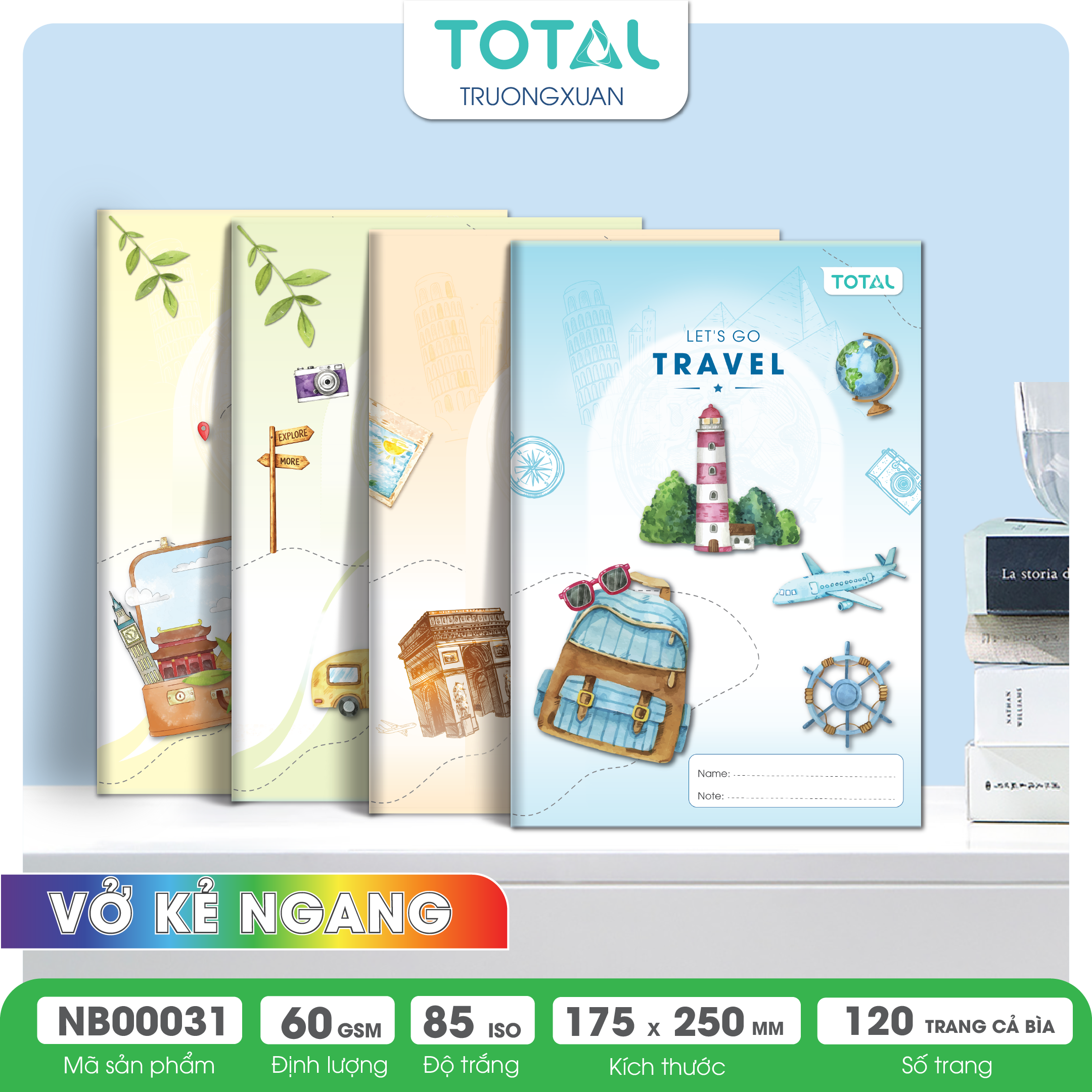 Vở kẻ ngang Total Travel 120 trang