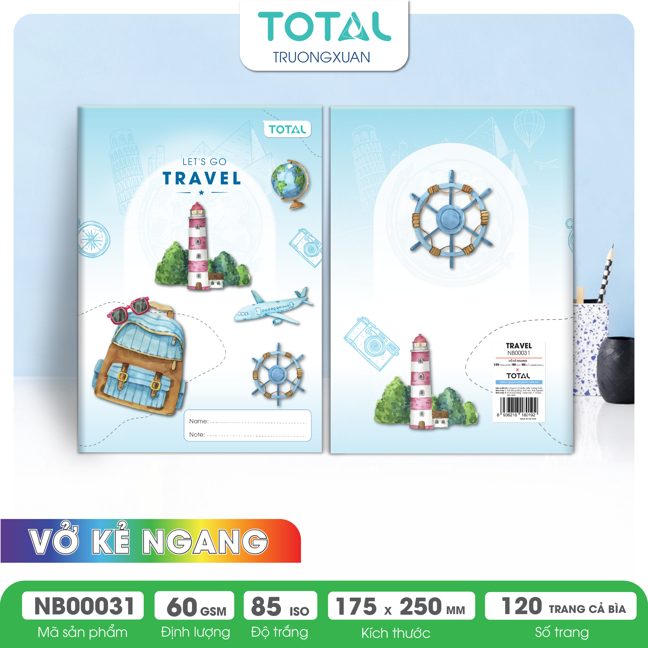 Vở kẻ ngang Total Travel 120 trang