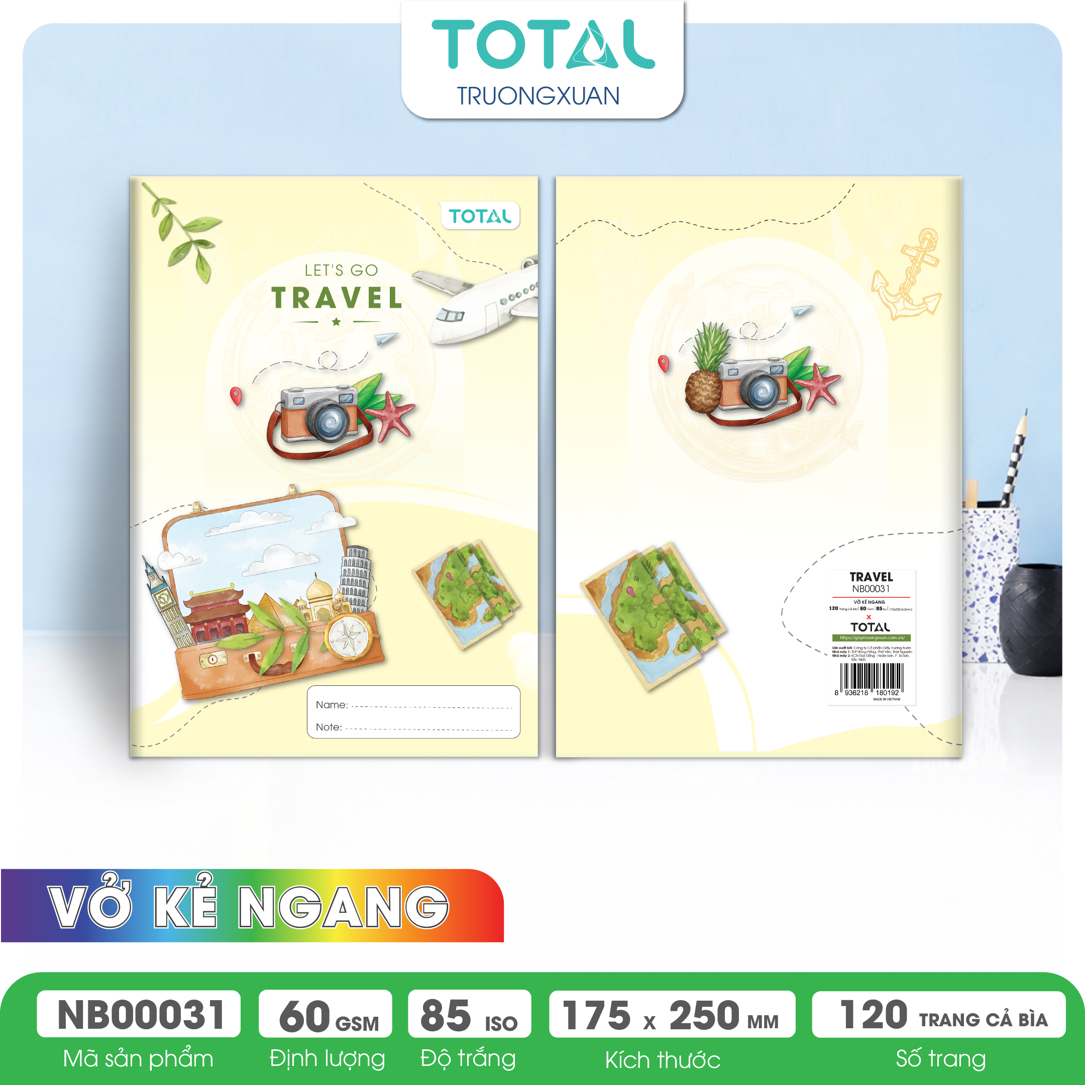 Vở kẻ ngang Total Travel 120 trang