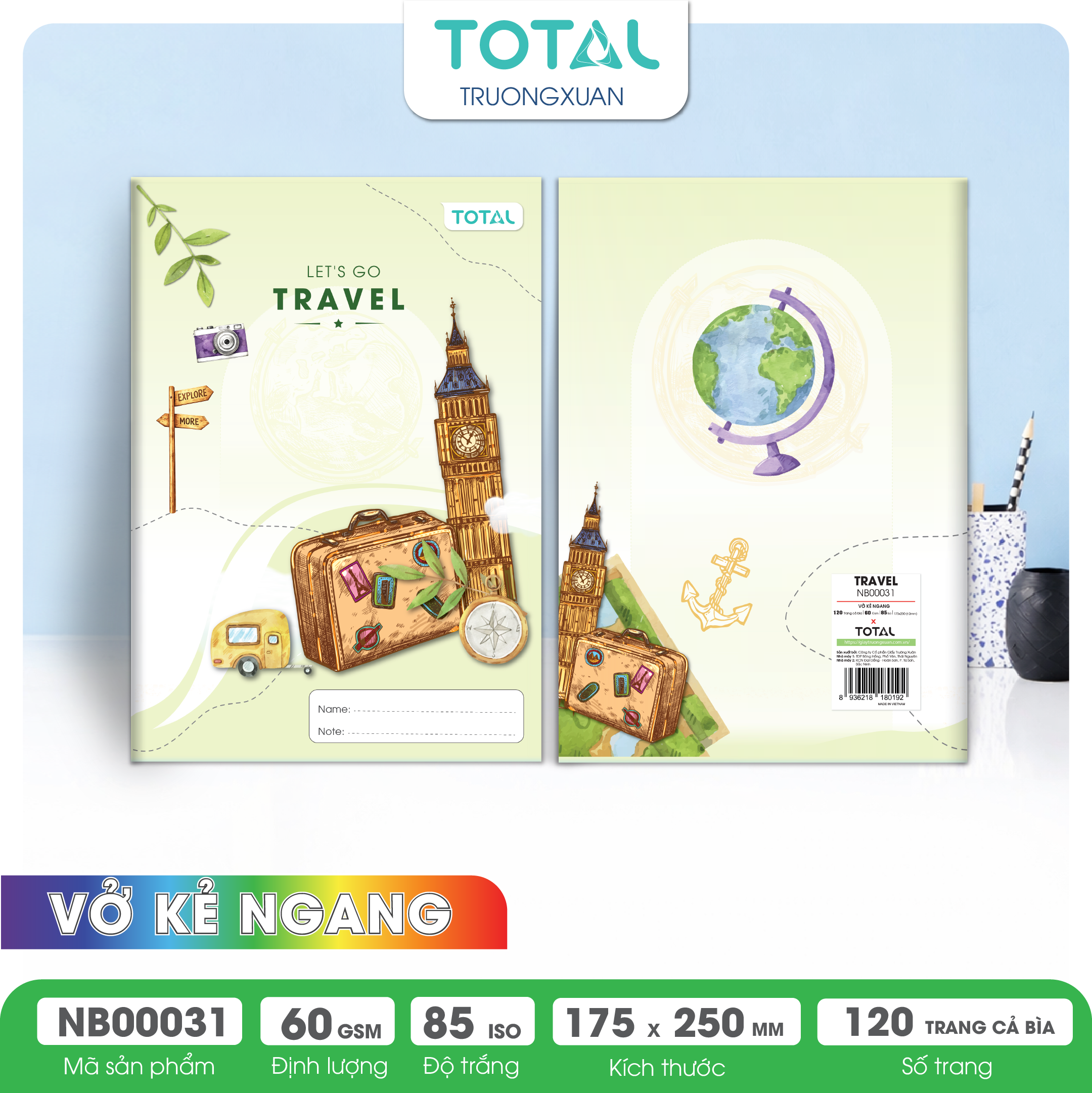 Vở kẻ ngang Total Travel 120 trang