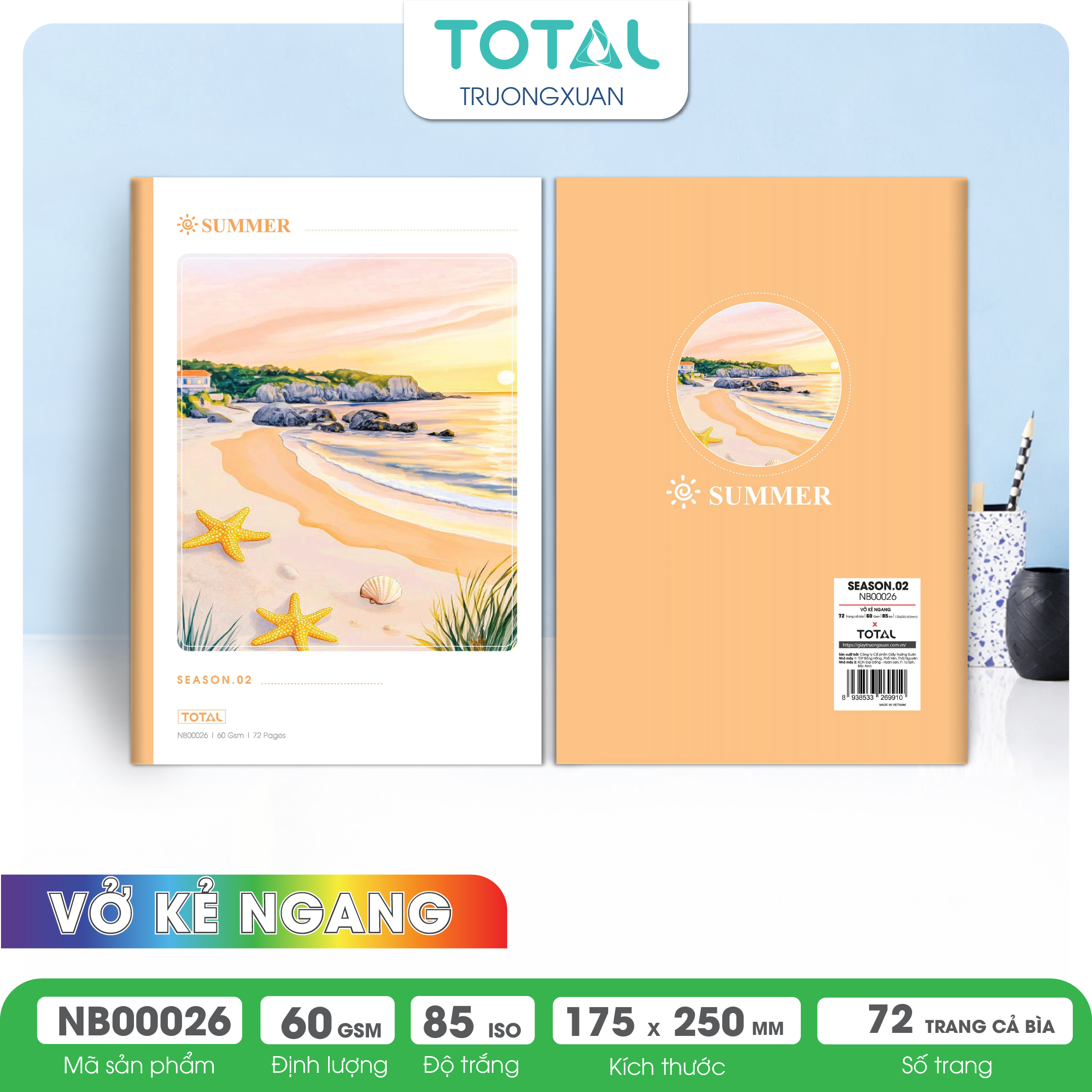 Vở kẻ ngang Total Season.02 72 trang