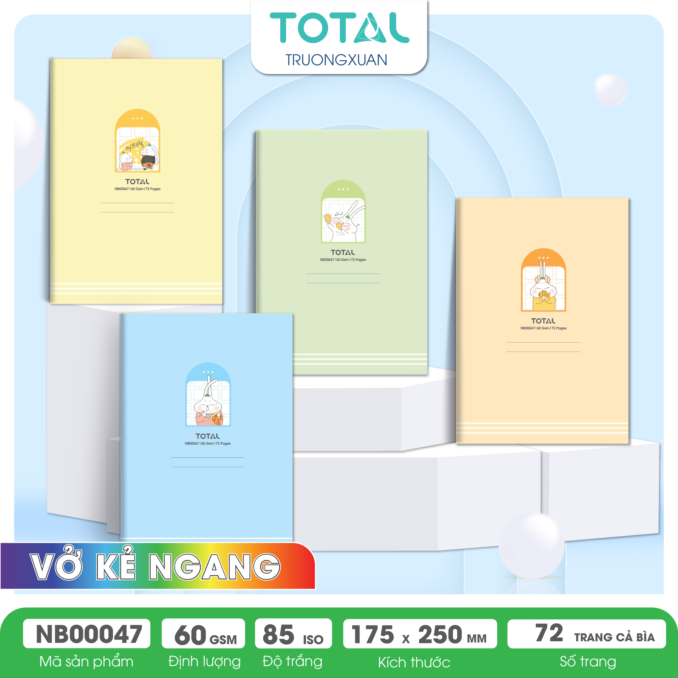 Vở kẻ ngang Total Rabbit 72 trang