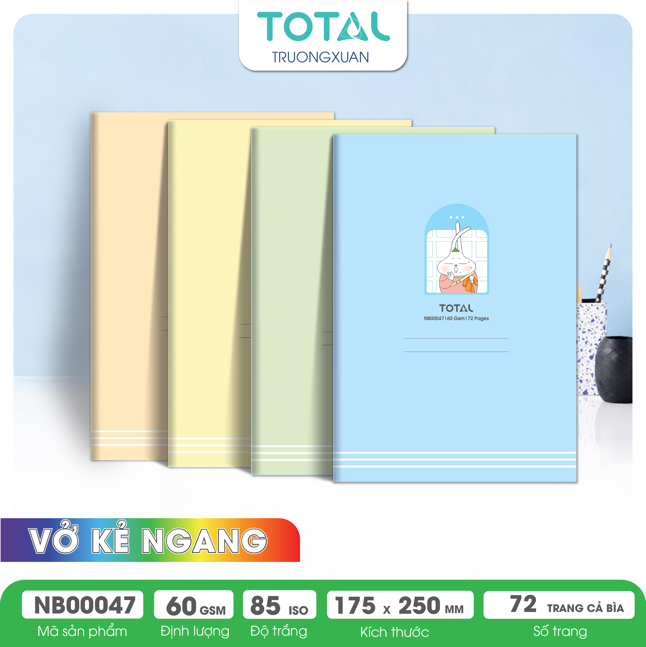 Vở kẻ ngang Total Rabbit 72 trang