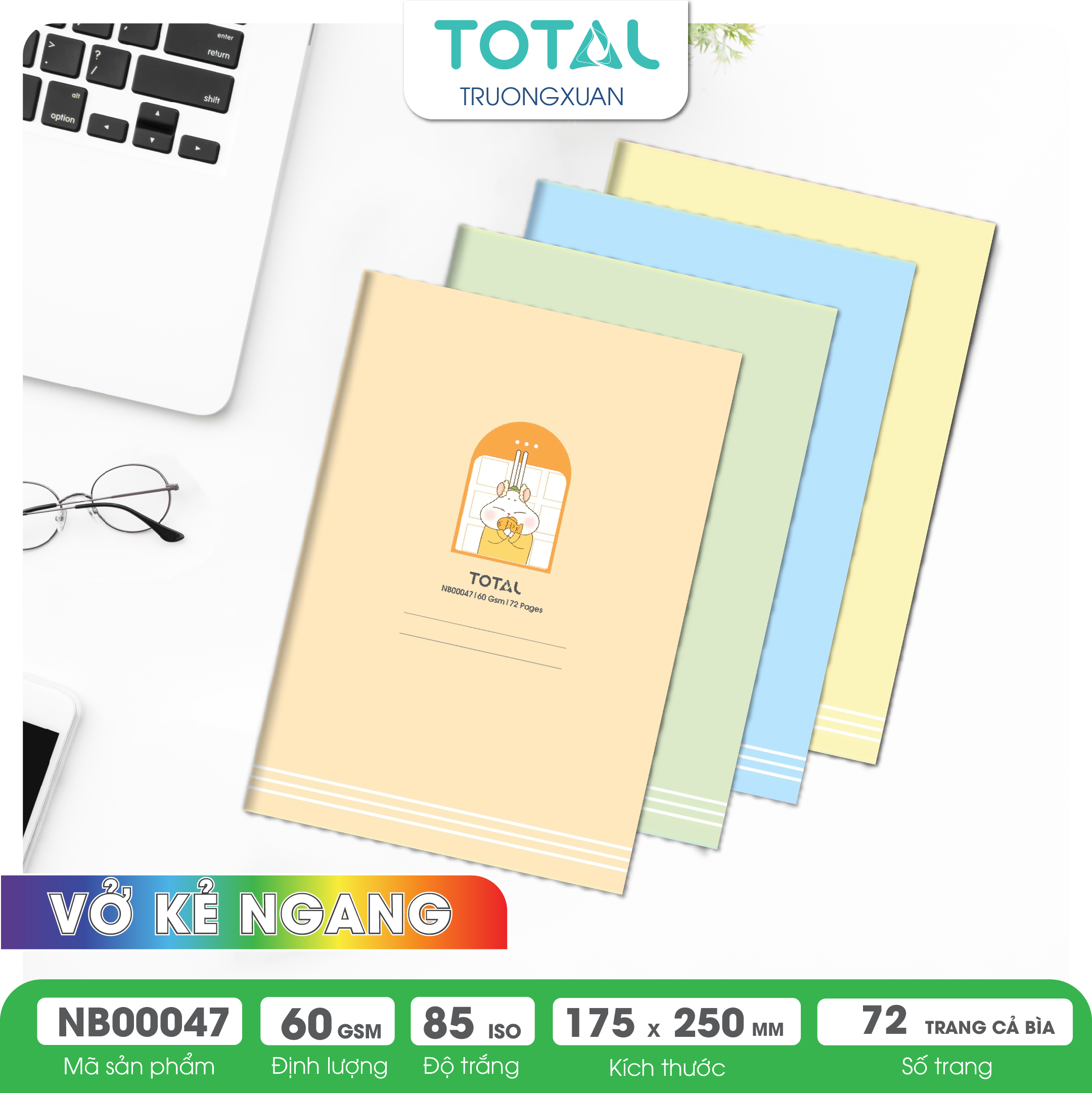 Vở kẻ ngang Total Rabbit 72 trang