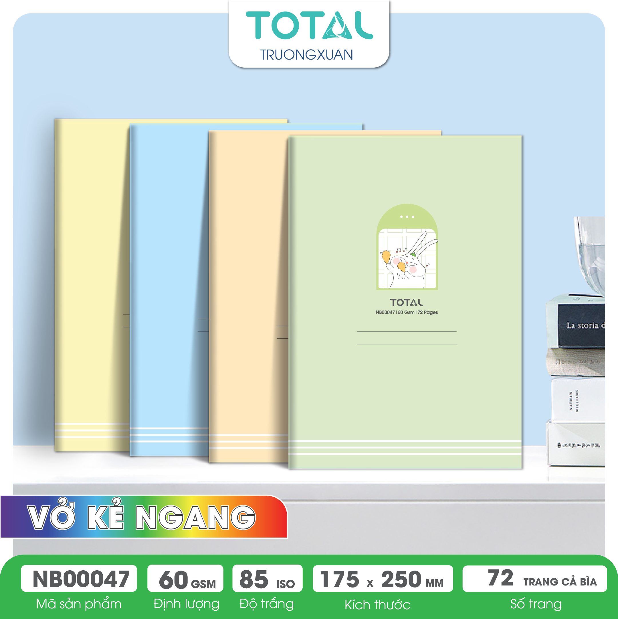 Vở kẻ ngang Total Rabbit 72 trang