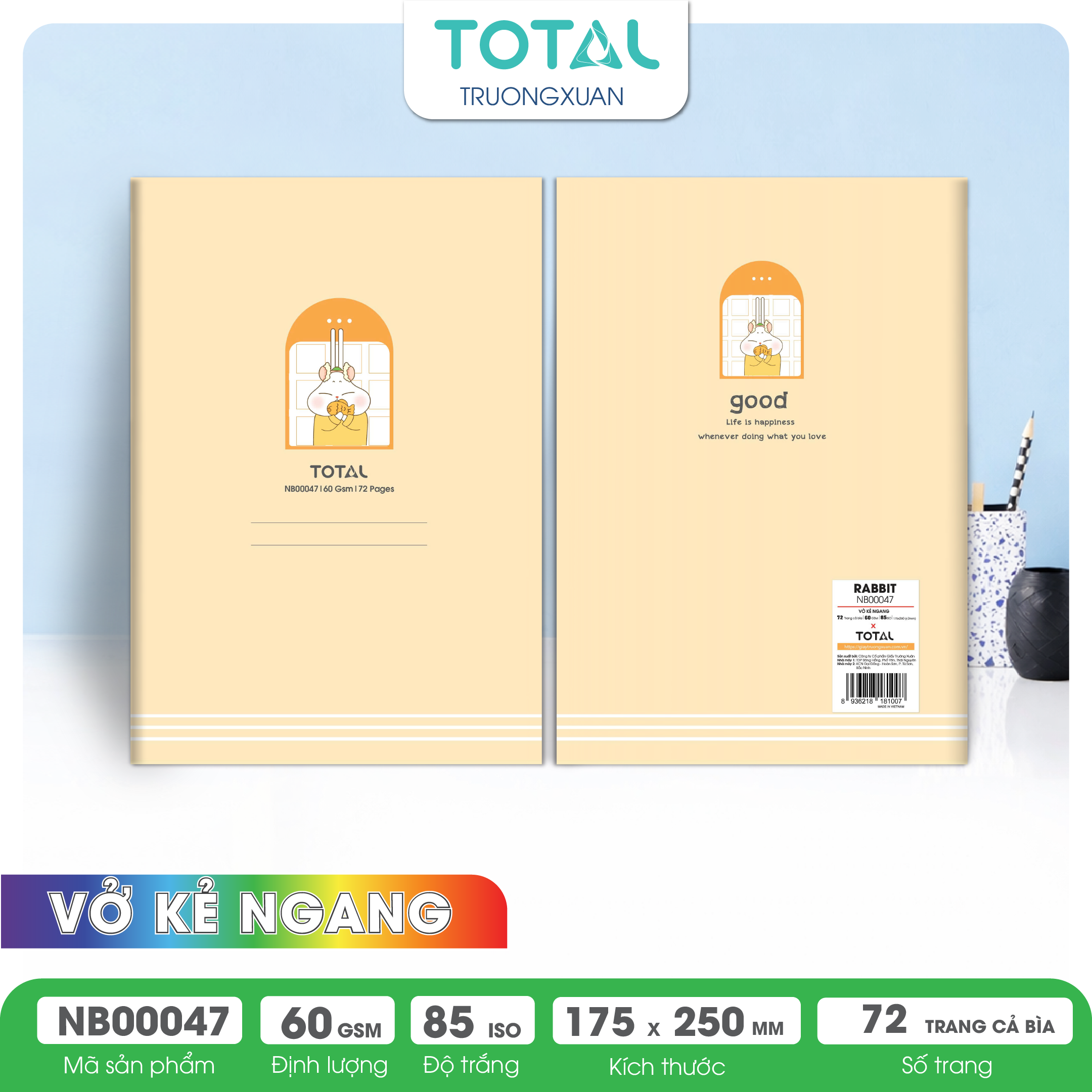 Vở kẻ ngang Total Rabbit 72 trang