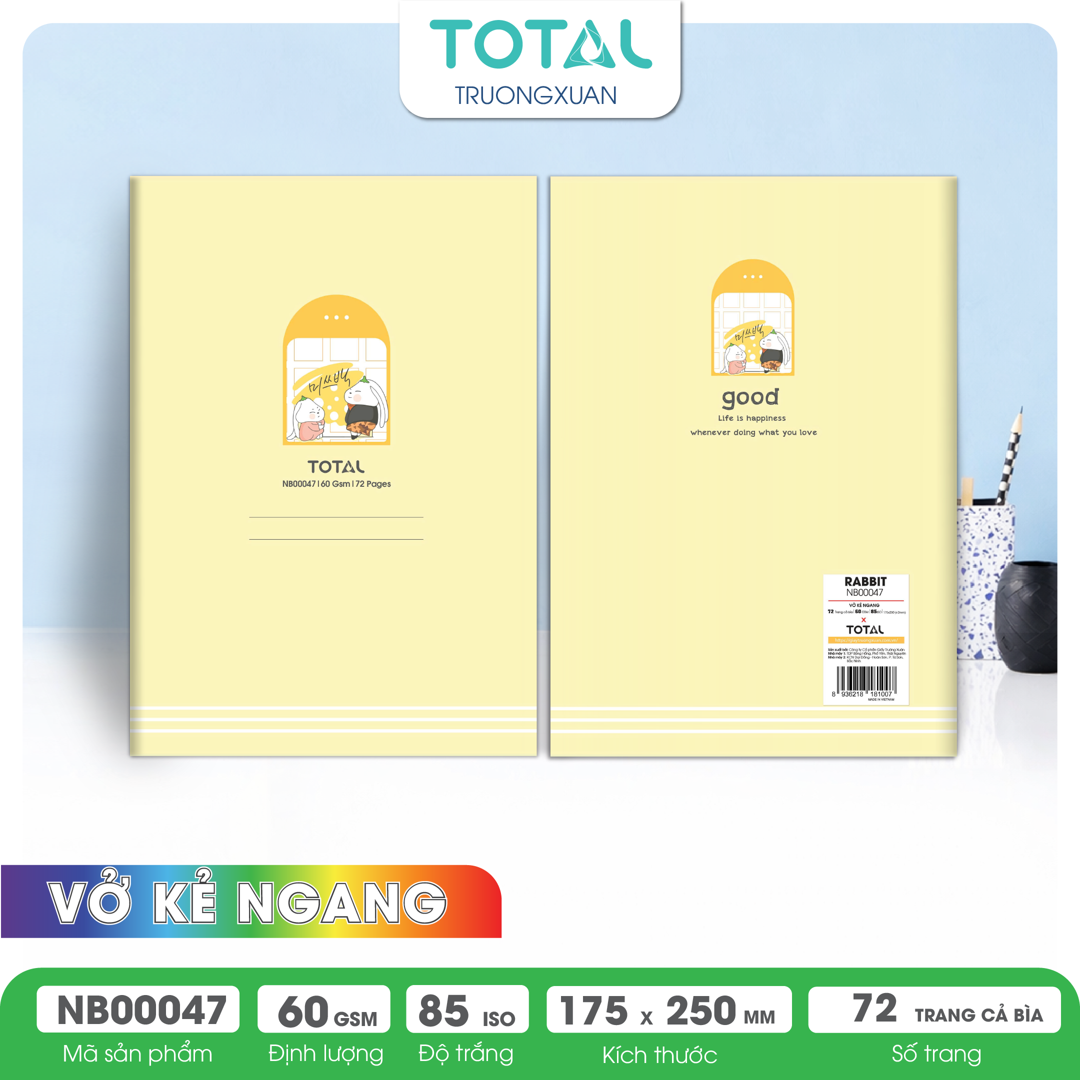 Vở kẻ ngang Total Rabbit 72 trang