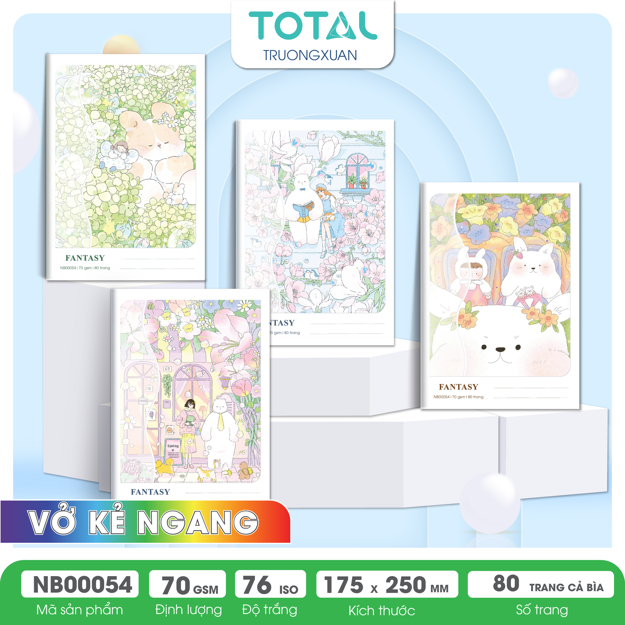 Vở kẻ ngang chống lóa Total Fantasy 80 trang
