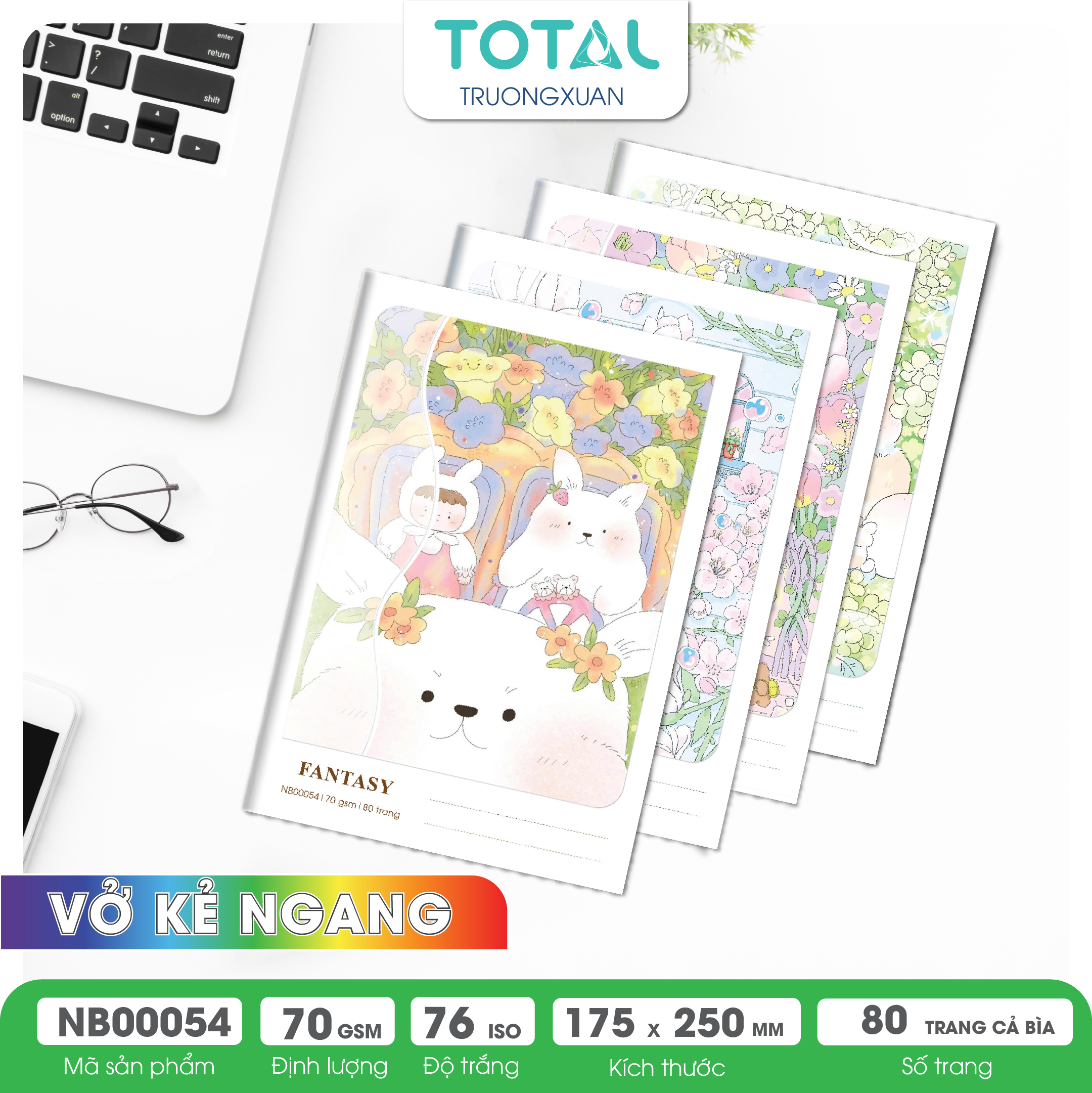 Vở kẻ ngang chống lóa Total Fantasy 80 trang