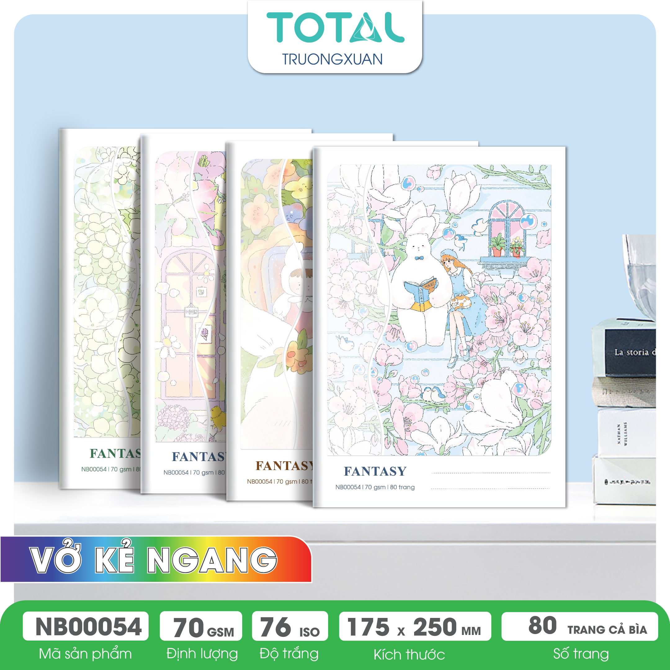 Vở kẻ ngang chống lóa Total Fantasy 80 trang