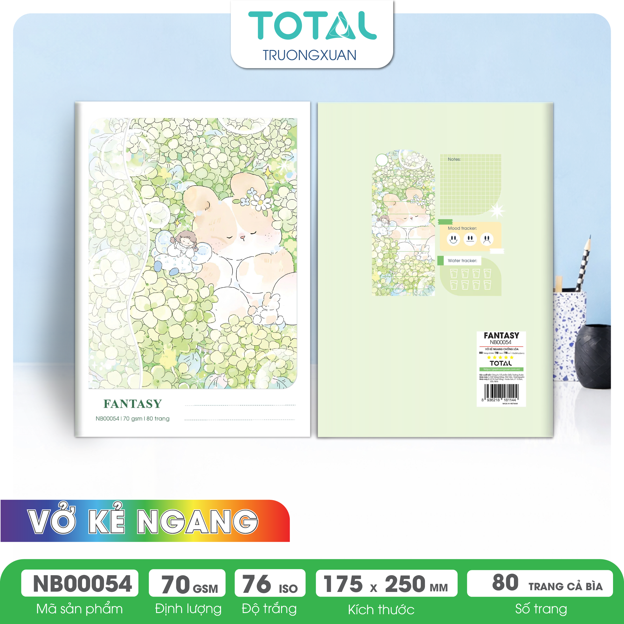 Vở kẻ ngang chống lóa Total Fantasy 80 trang