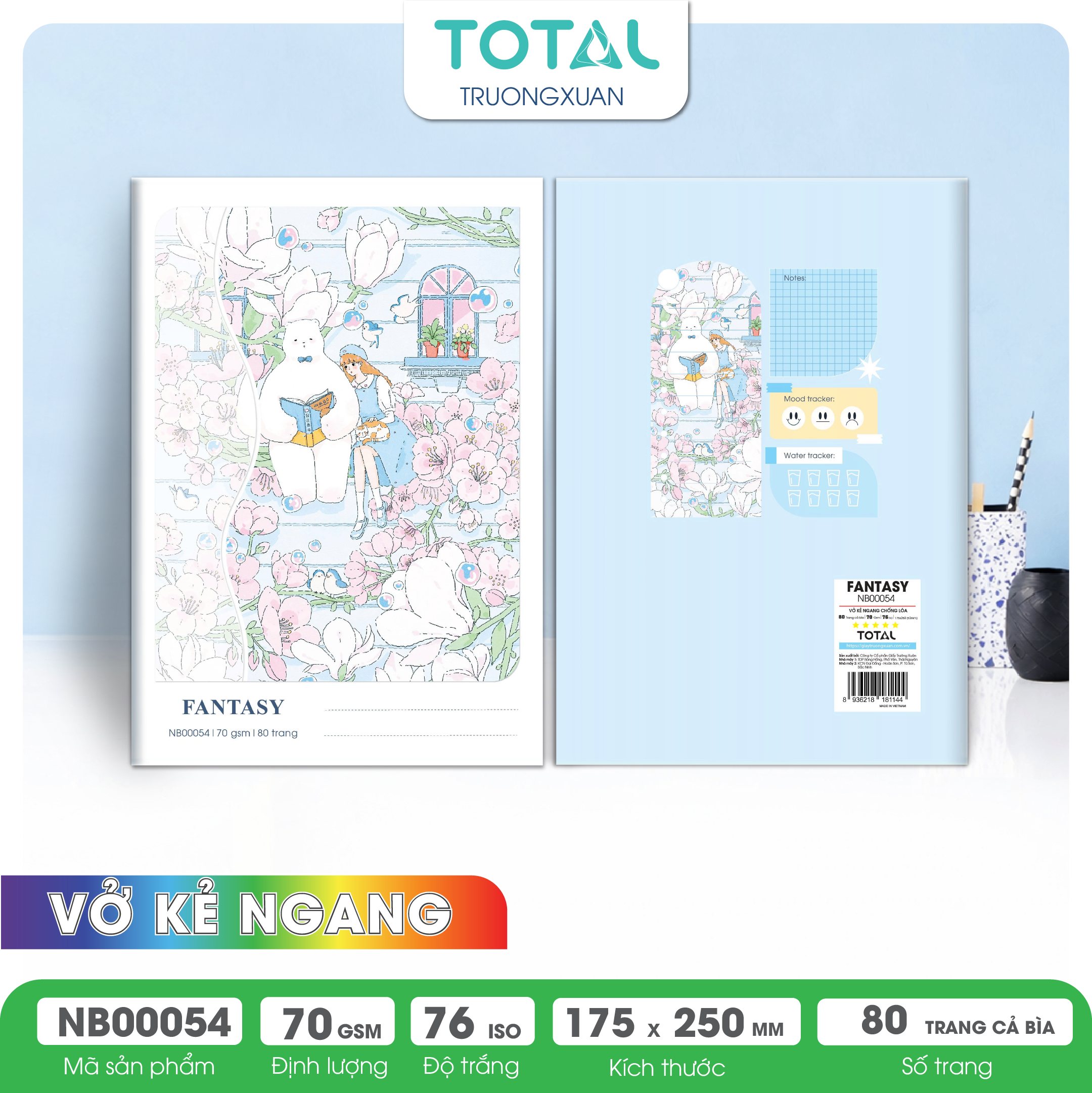 Vở kẻ ngang chống lóa Total Fantasy 80 trang