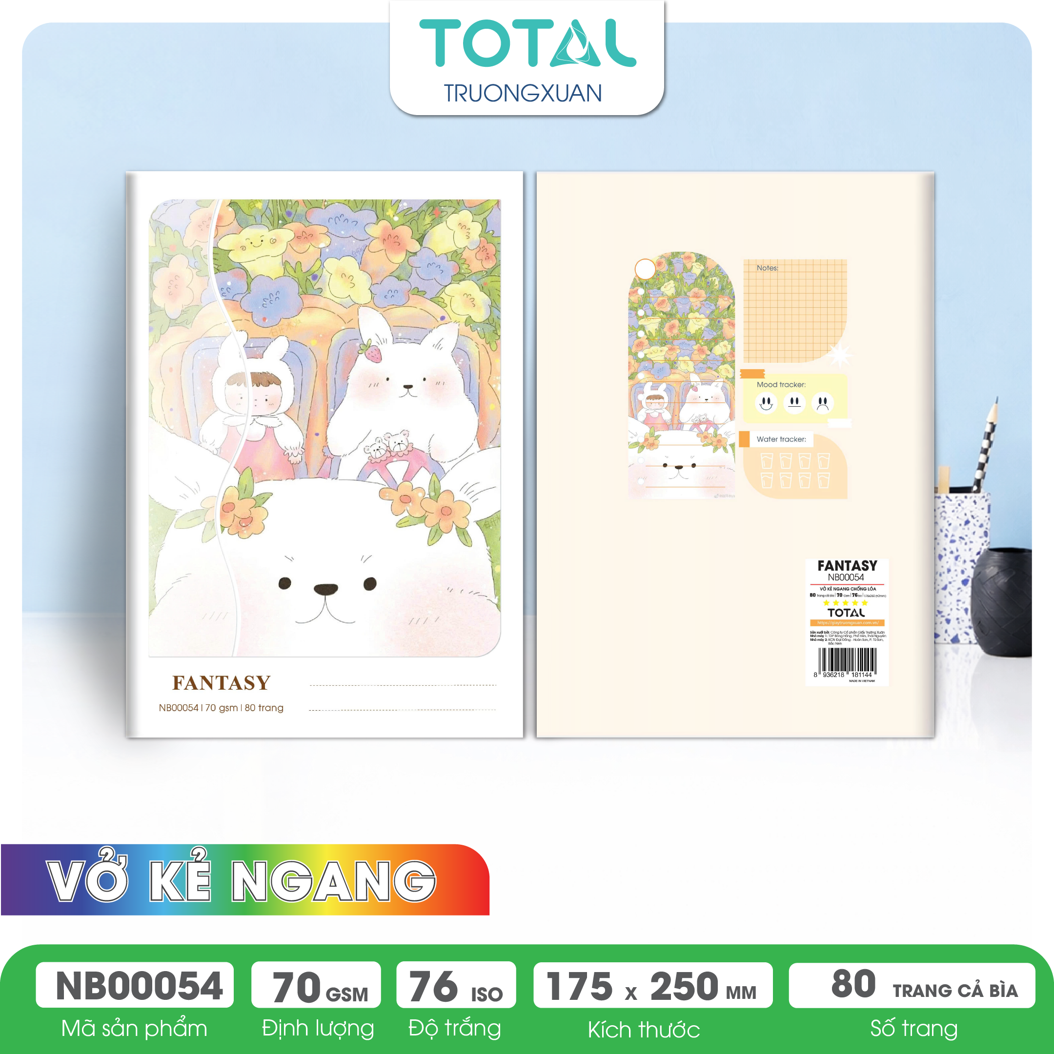 Vở kẻ ngang chống lóa Total Fantasy 80 trang