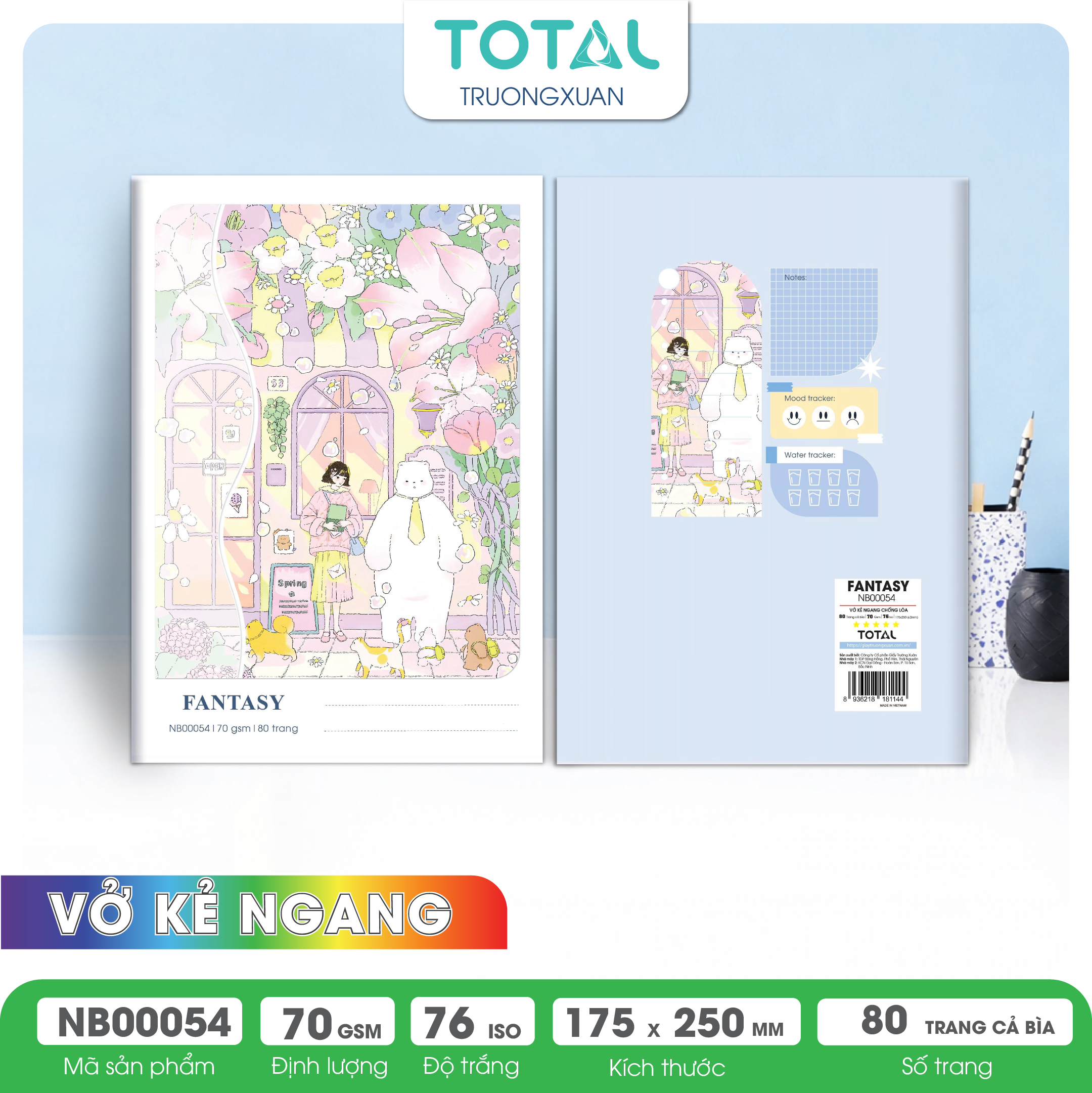Vở kẻ ngang chống lóa Total Fantasy 80 trang