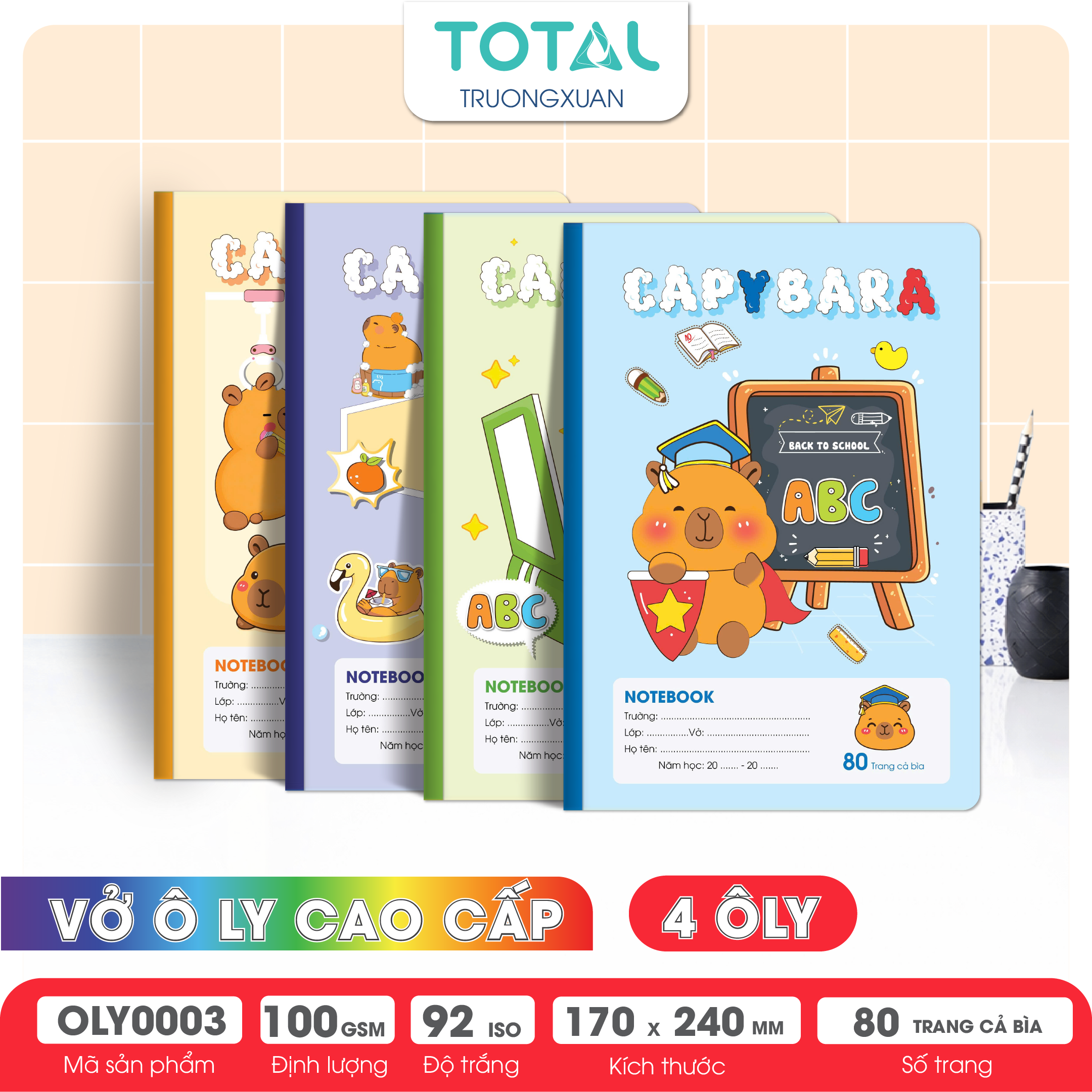 Vở oly Total Capybara 80 trang 4 ôly