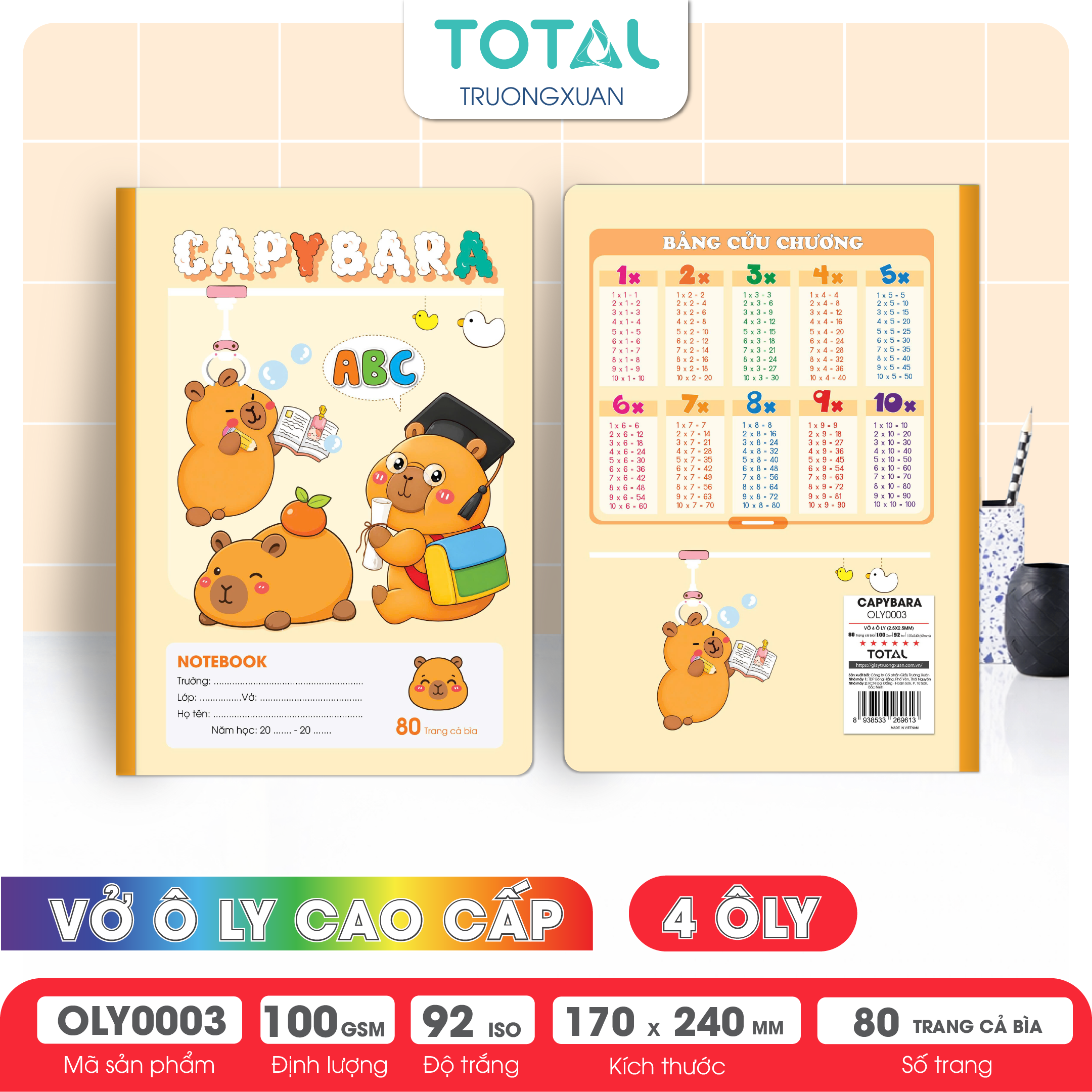 Vở oly Total Capybara 80 trang 4 ôly