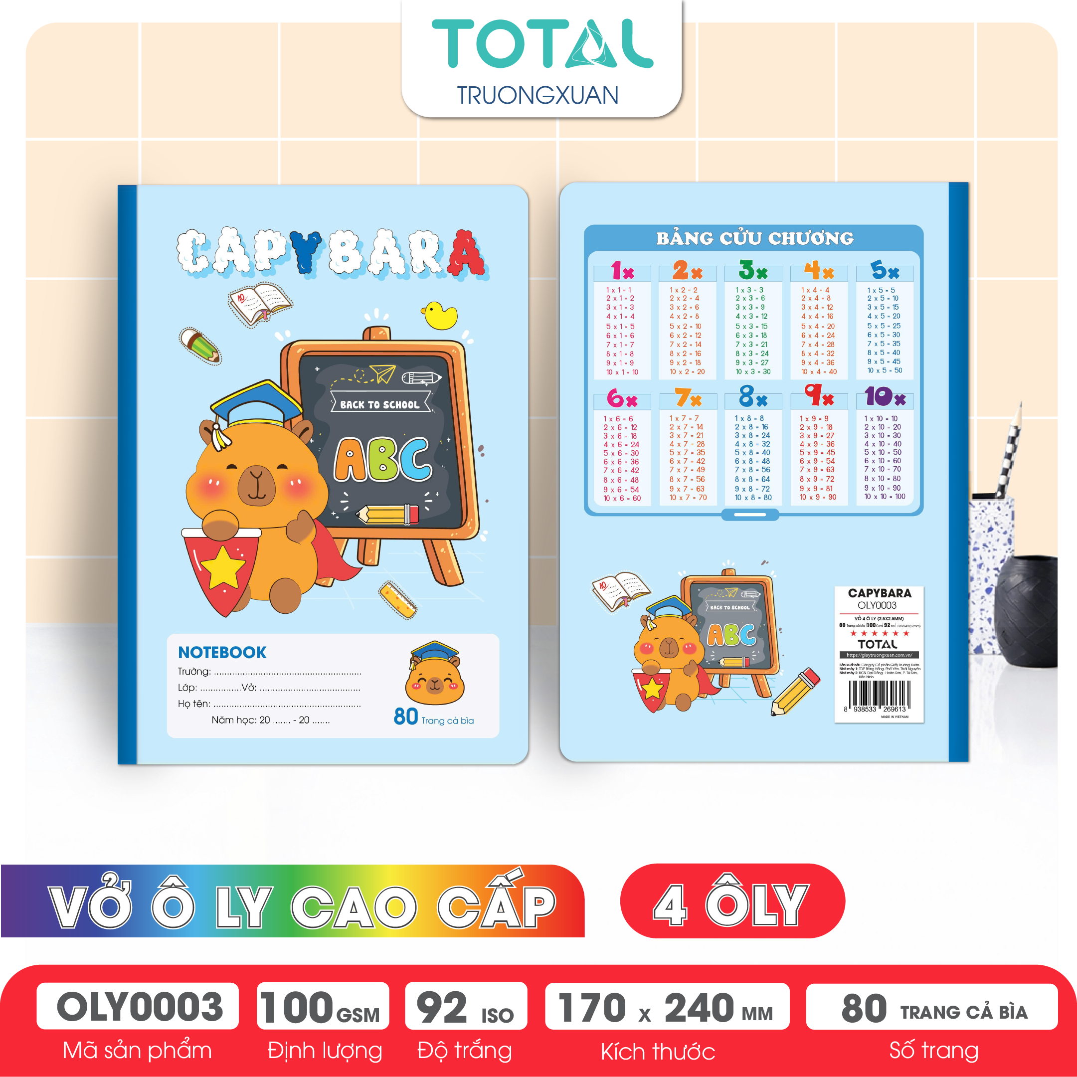 Vở oly Total Capybara 80 trang 4 ôly