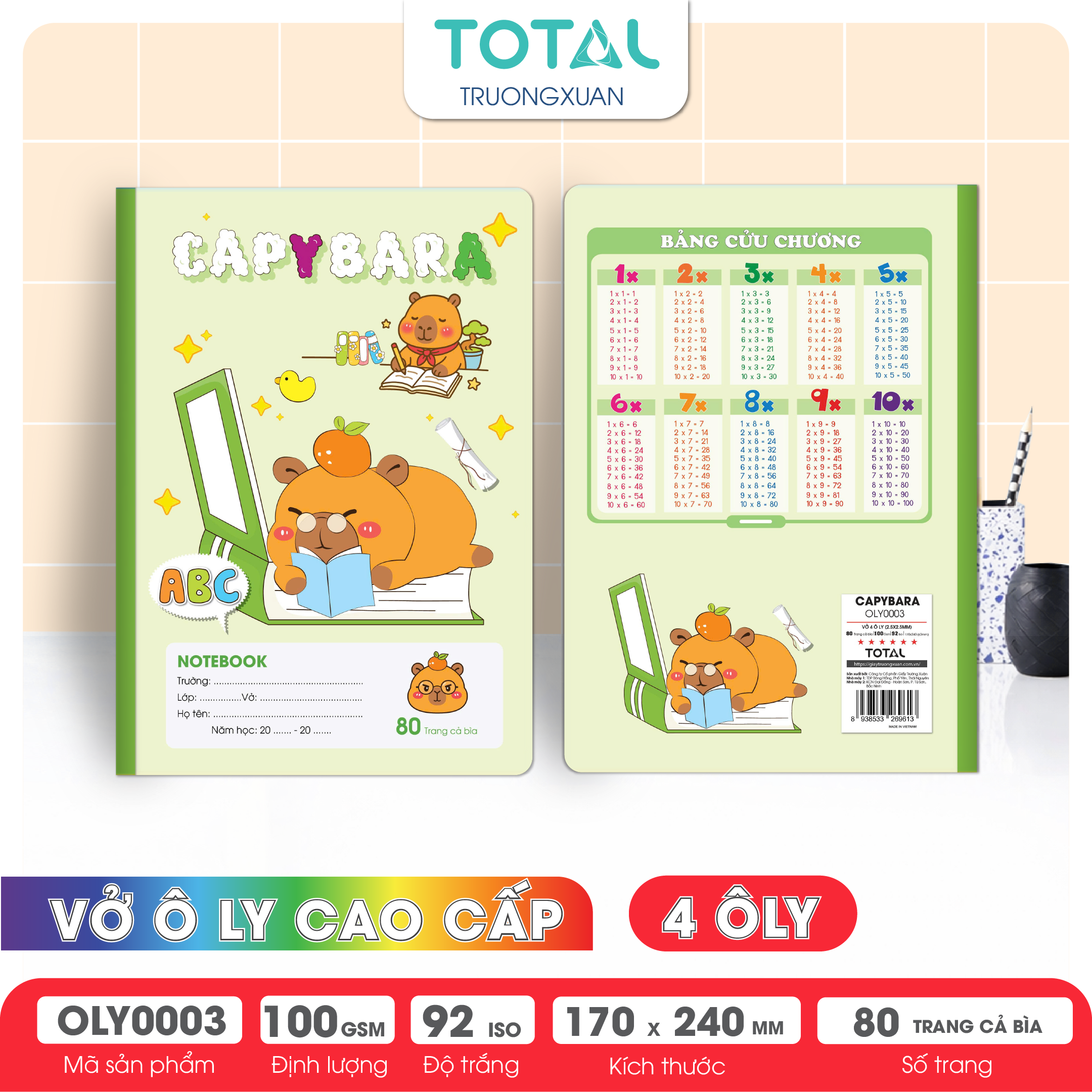 Vở oly Total Capybara 80 trang 4 ôly