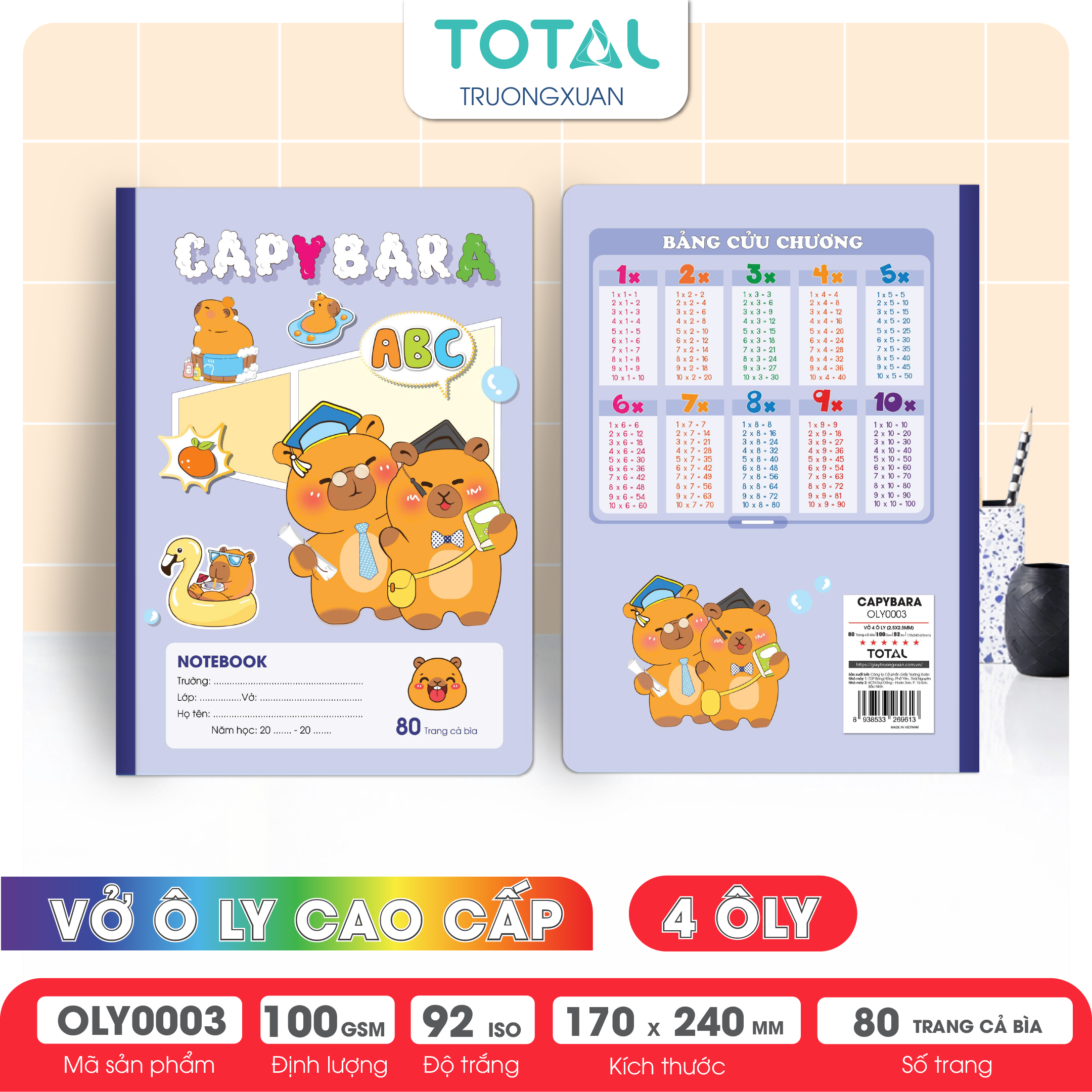 Vở oly Total Capybara 80 trang 4 ôly