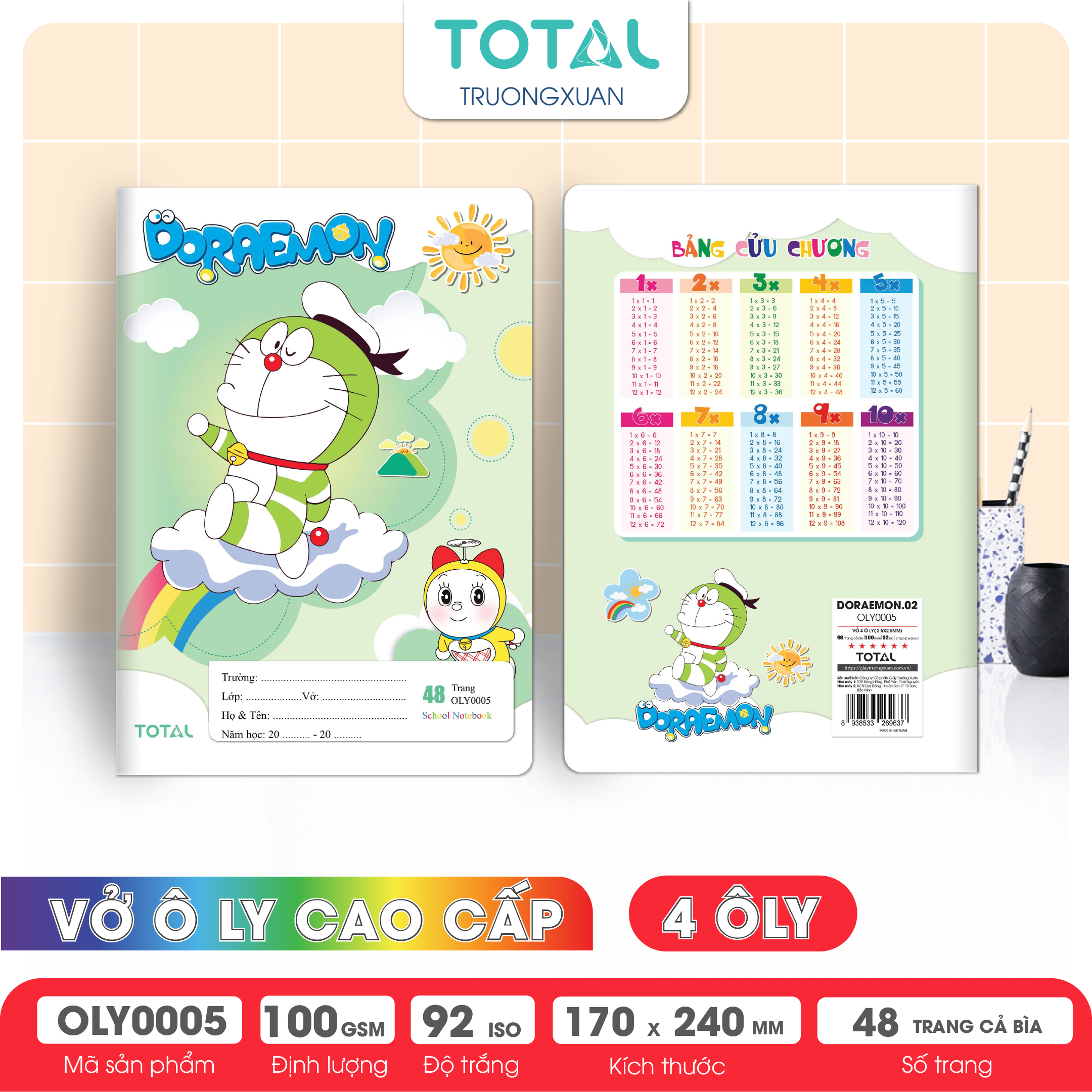 Vở oly Total Doraemon.02 48 trang 4 ôly