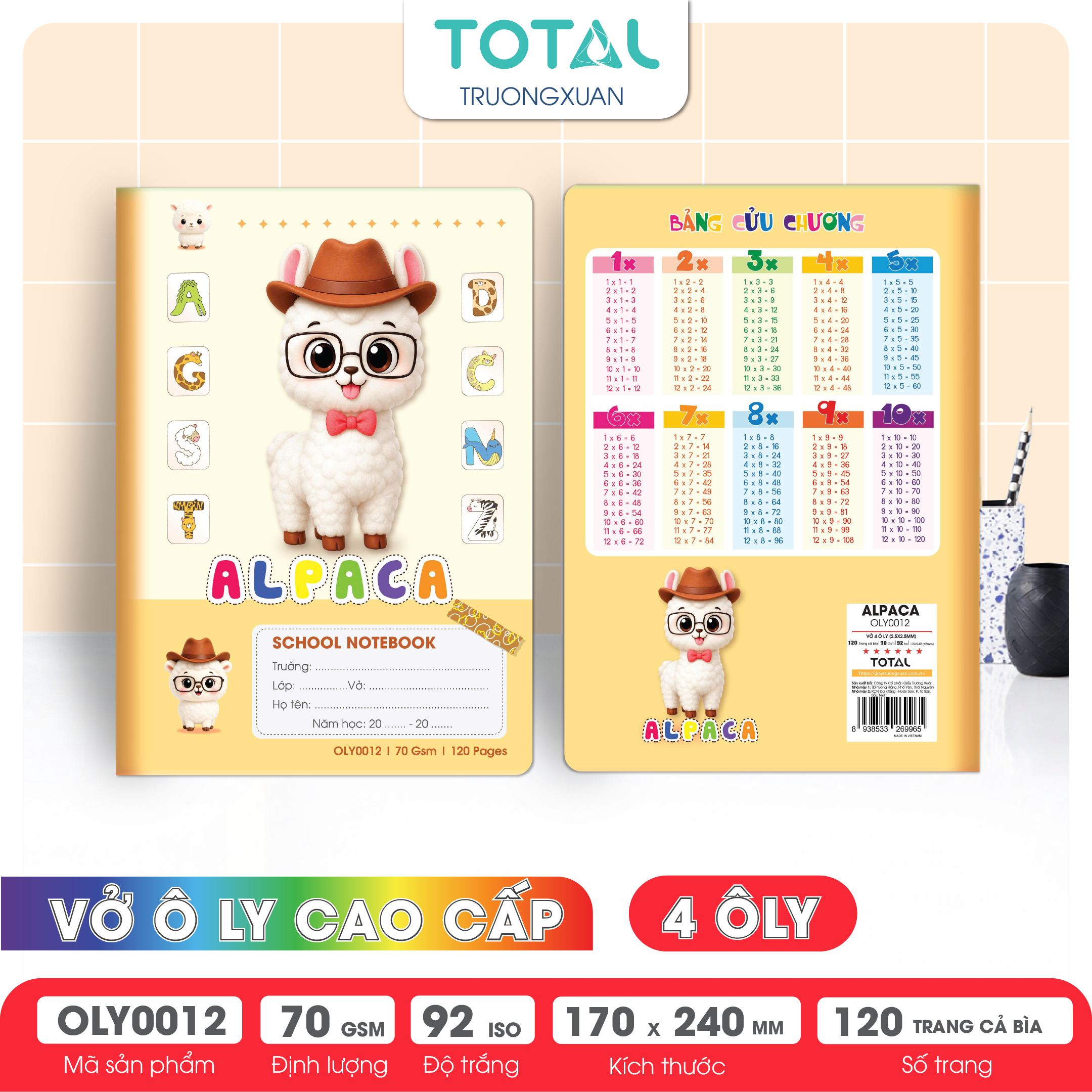 Vở oly Total Alpaca 120 trang 4 ôly