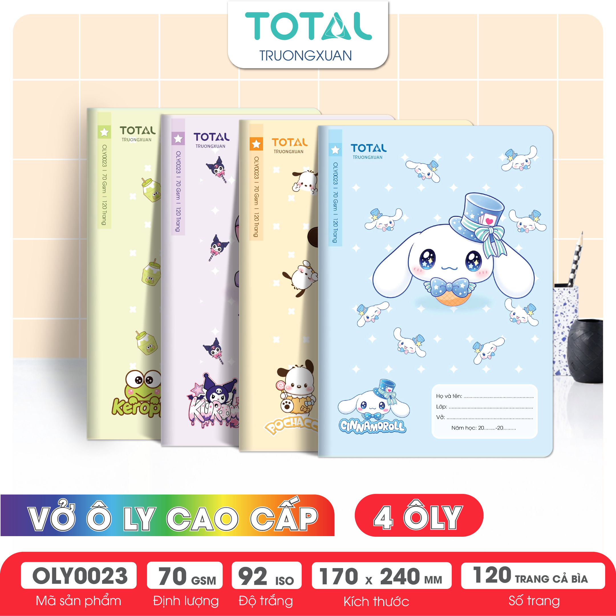 Vở oly Total Sweet Friends 120 trang 4 ôly
