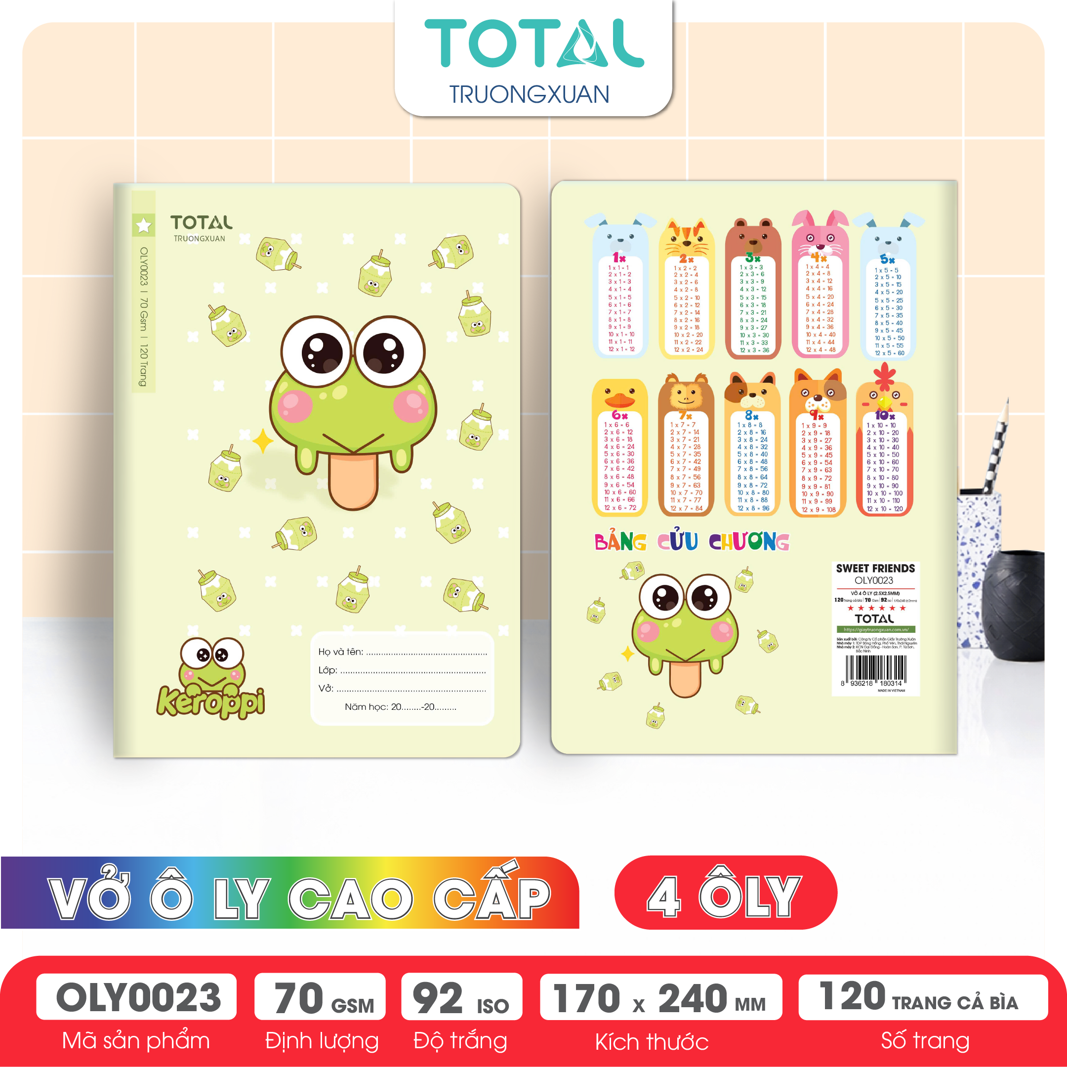 Vở oly Total Sweet Friends 120 trang 4 ôly