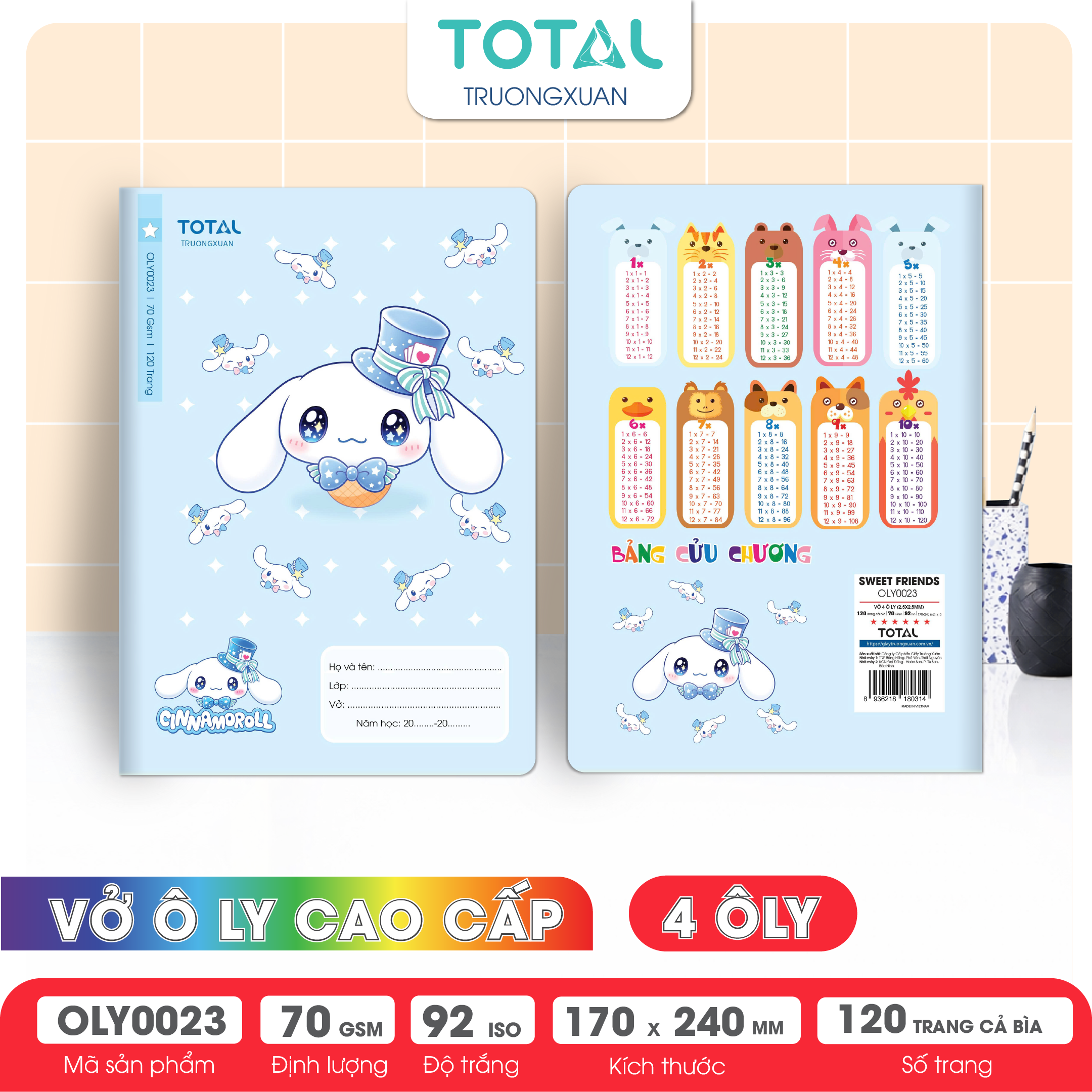 Vở oly Total Sweet Friends 120 trang 4 ôly