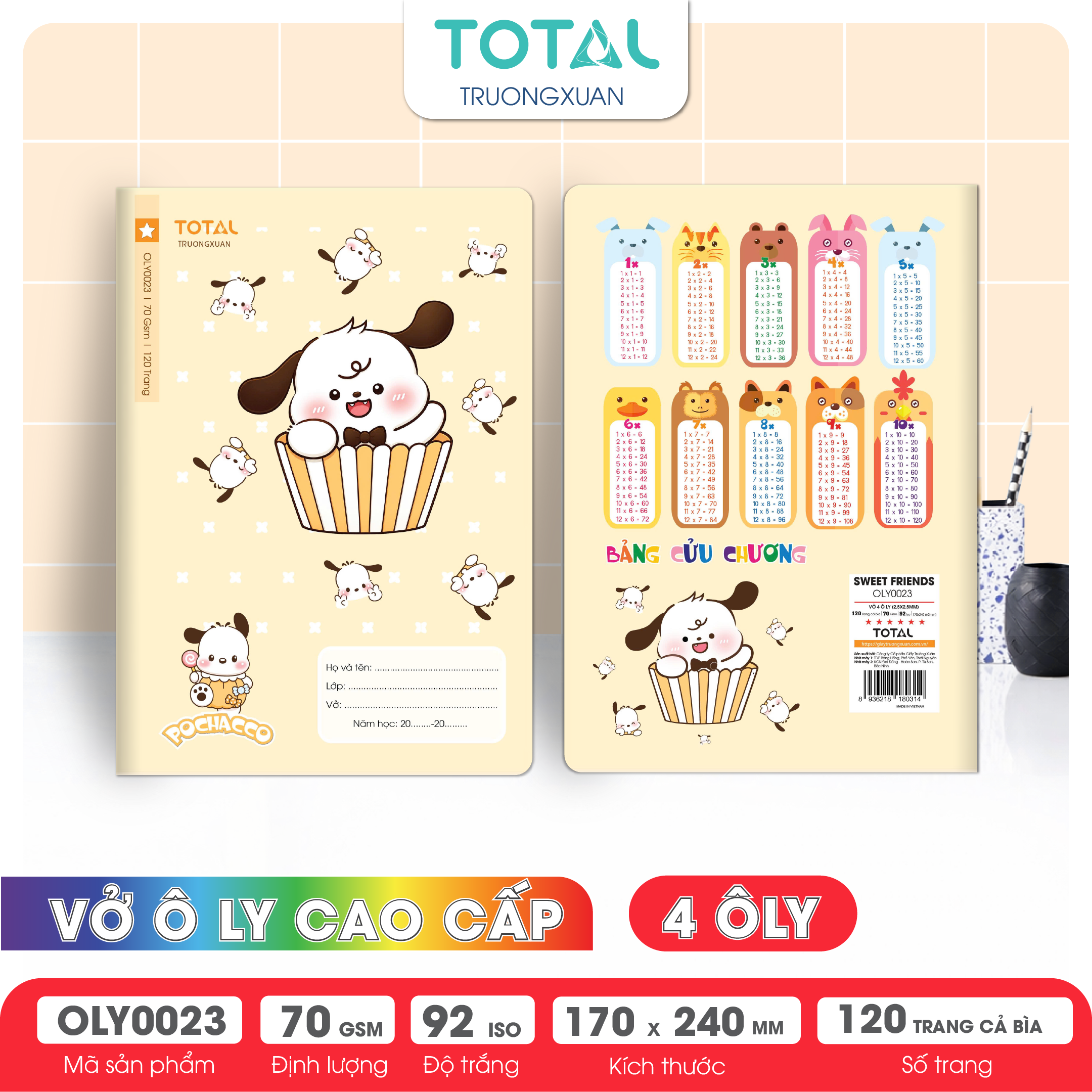 Vở oly Total Sweet Friends 120 trang 4 ôly