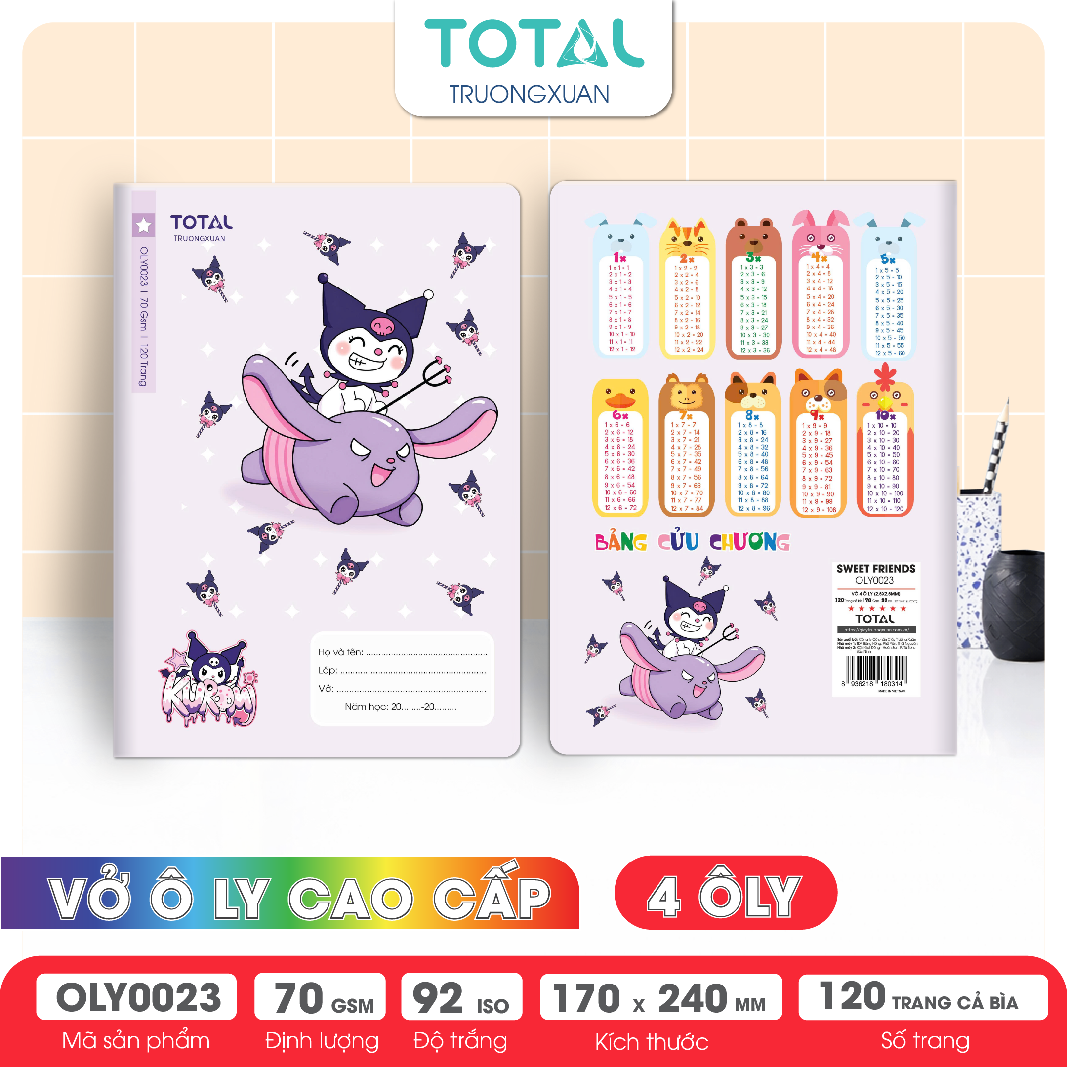 Vở oly Total Sweet Friends 120 trang 4 ôly