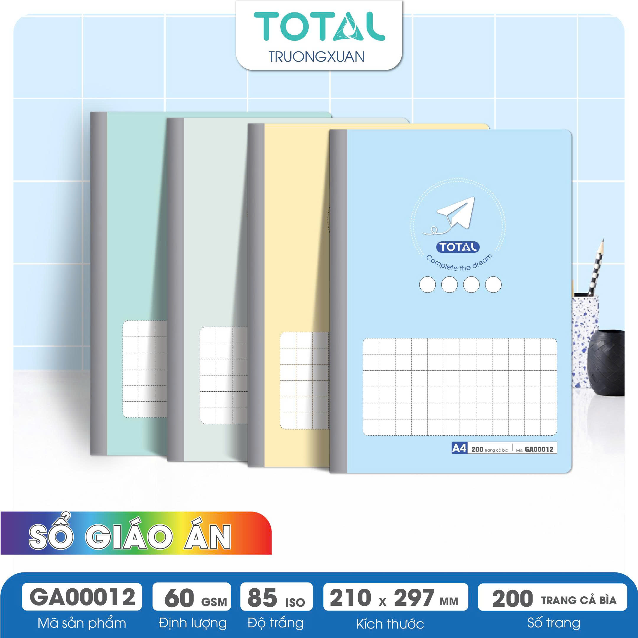 Sổ Lesson Plan kẻ ngang A4 Total 200 trang GA00012