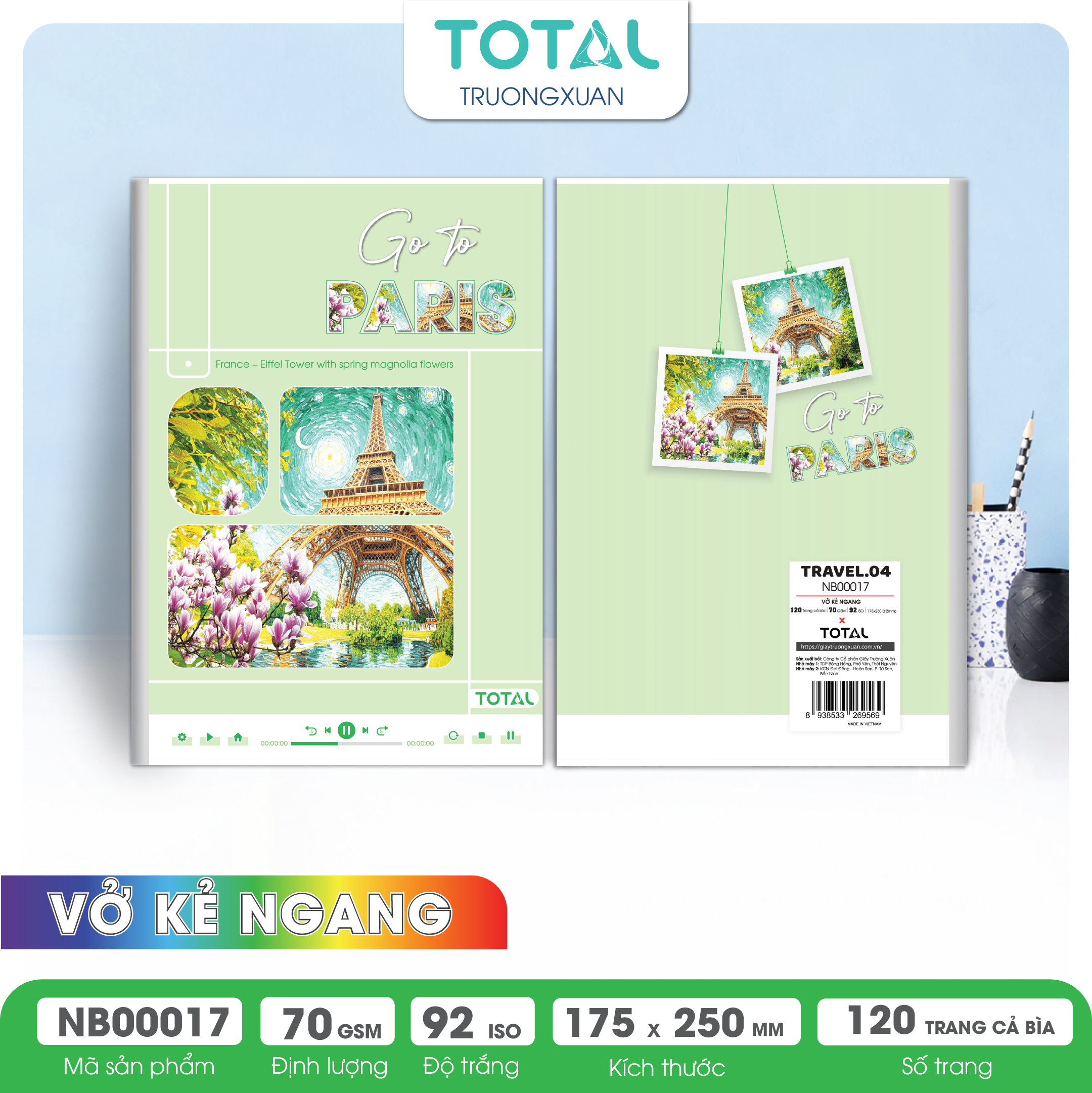 Vở kẻ ngang Total Travel.04 120 trang