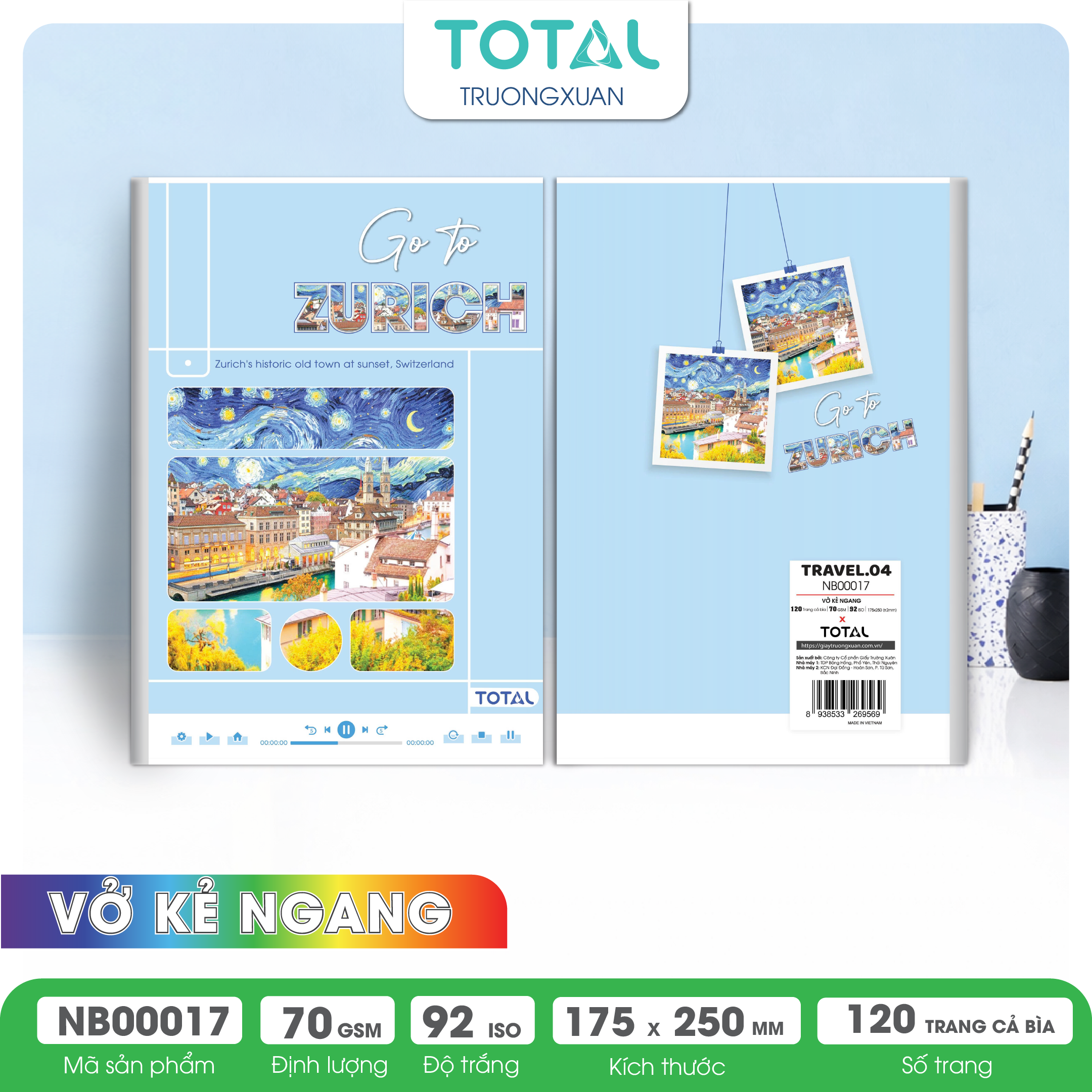 Vở kẻ ngang Total Travel.04 120 trang