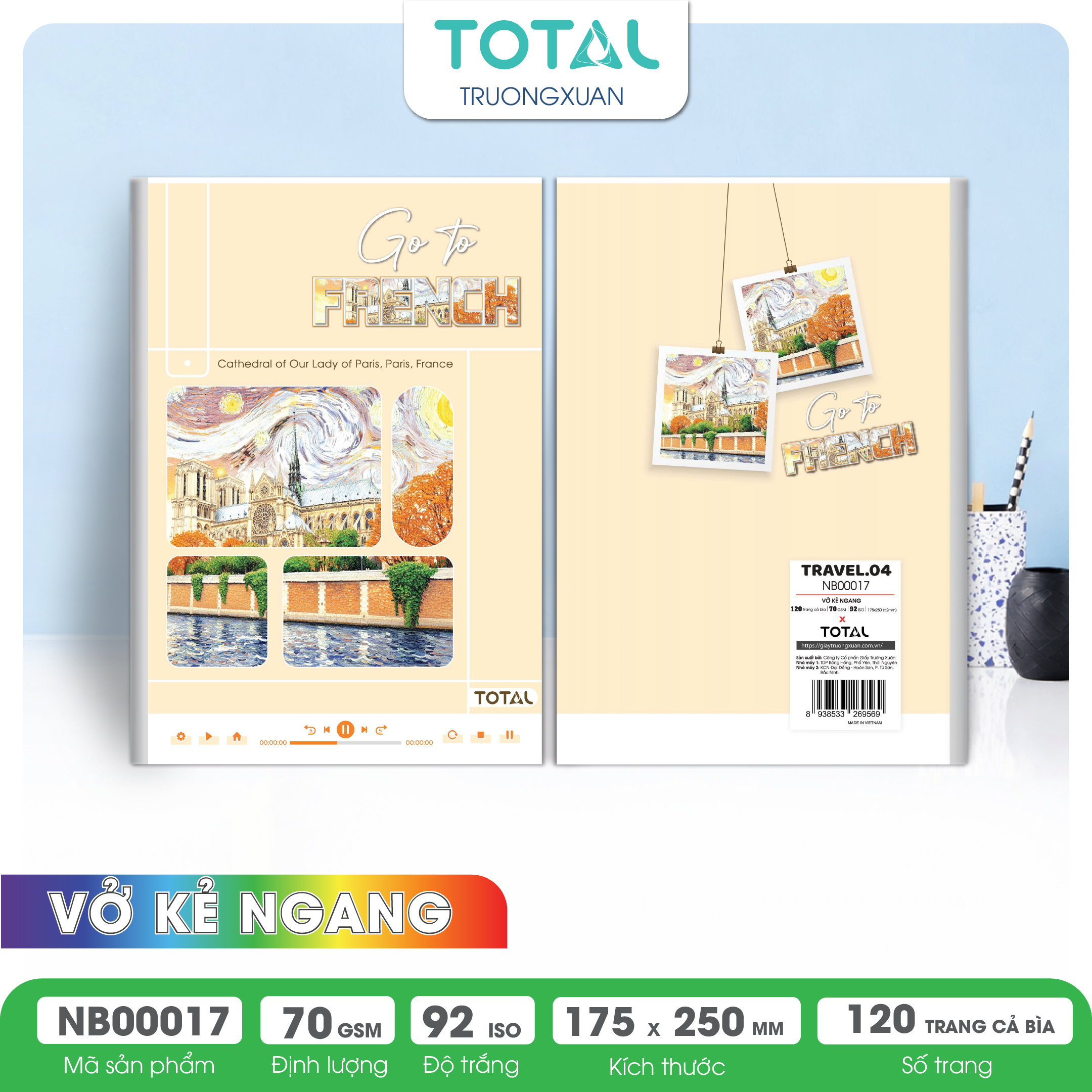 Vở kẻ ngang Total Travel.04 120 trang