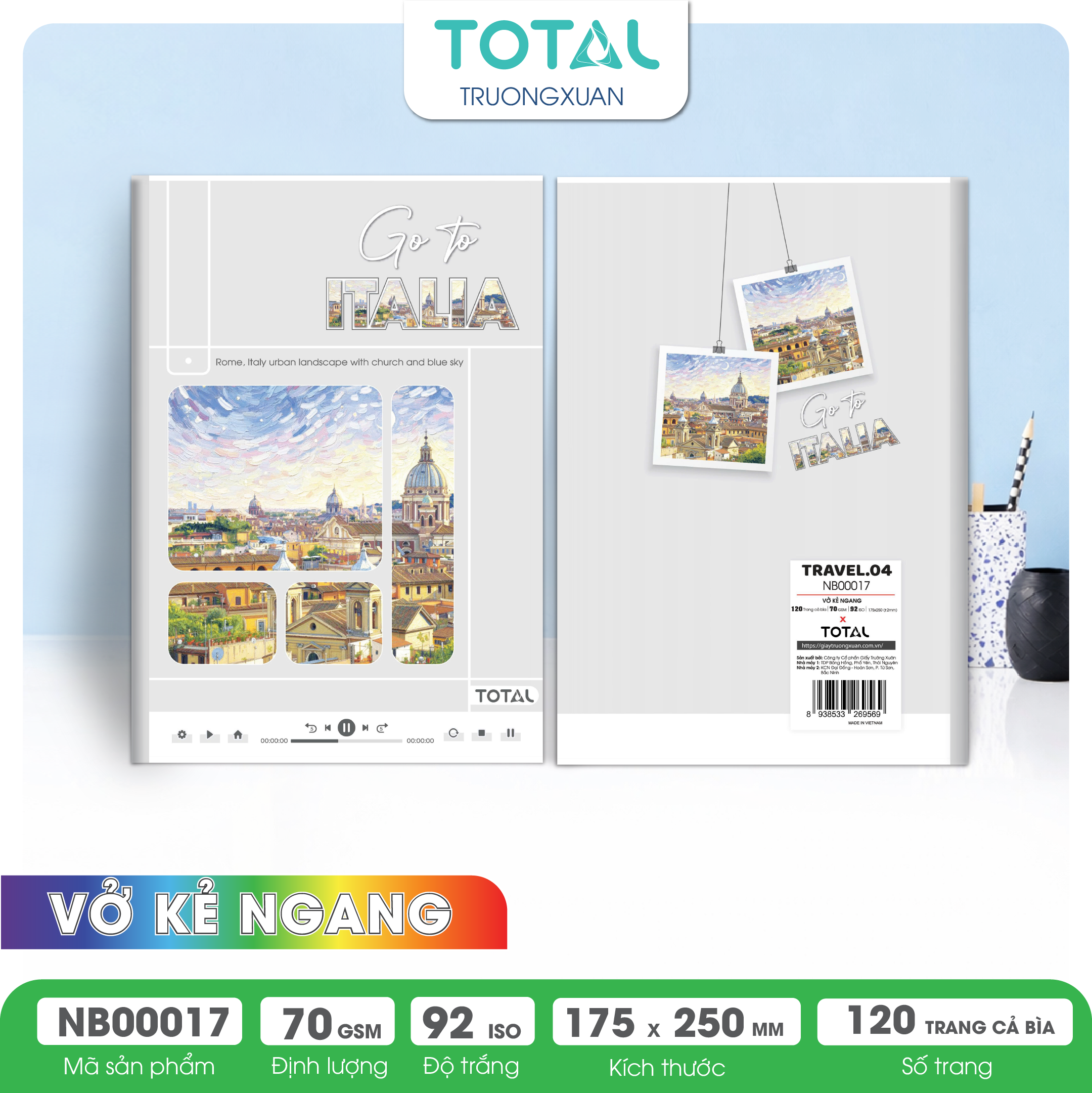 Vở kẻ ngang Total Travel.04 120 trang