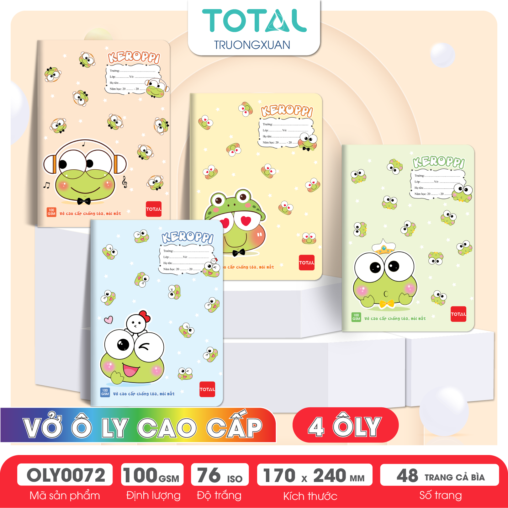 Tập vở oly chống lóa Total KEROPPI 48 trang 4 ôly