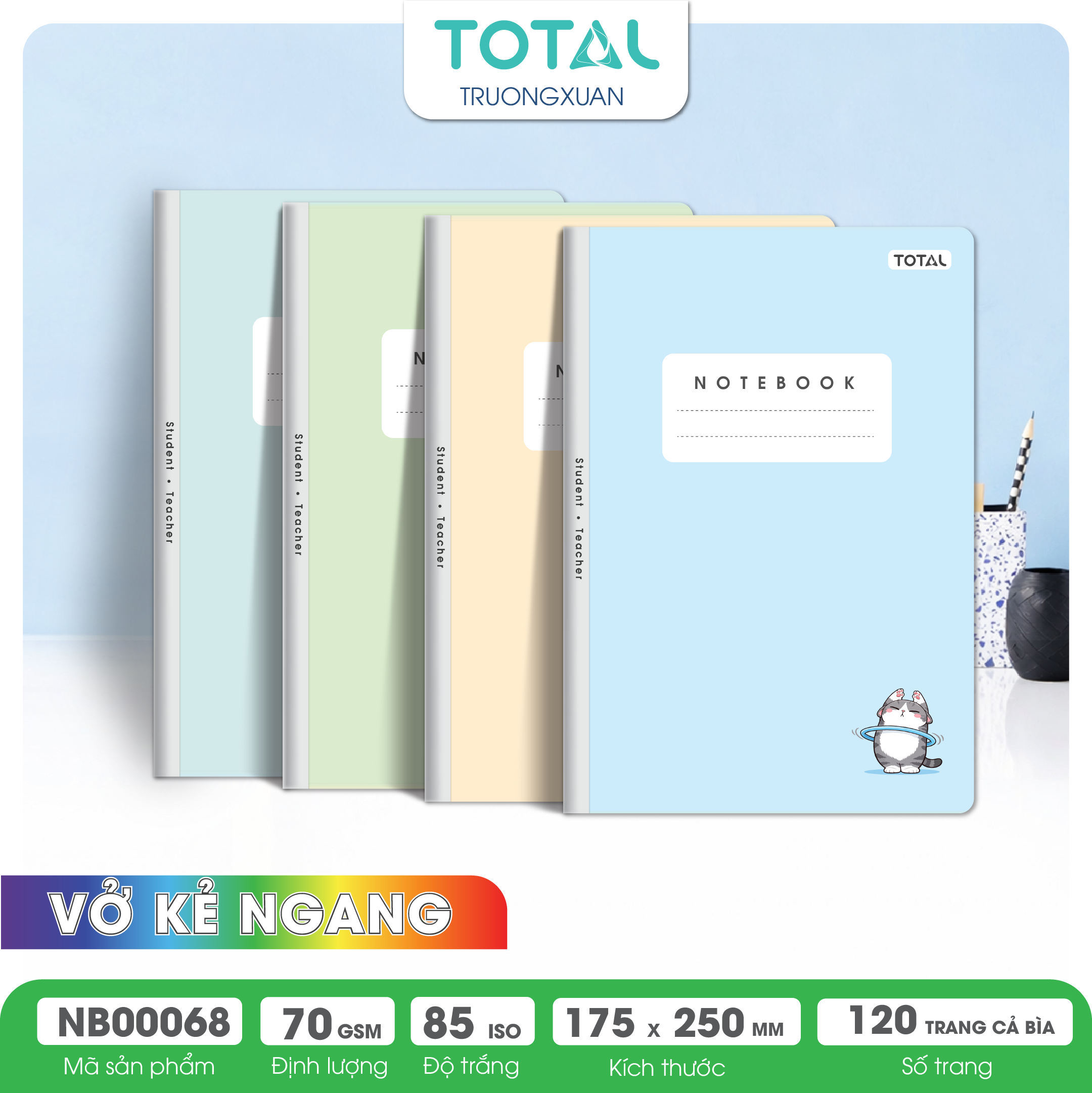 Vở kẻ ngang cao cấp Total Chill Day 120 trang
